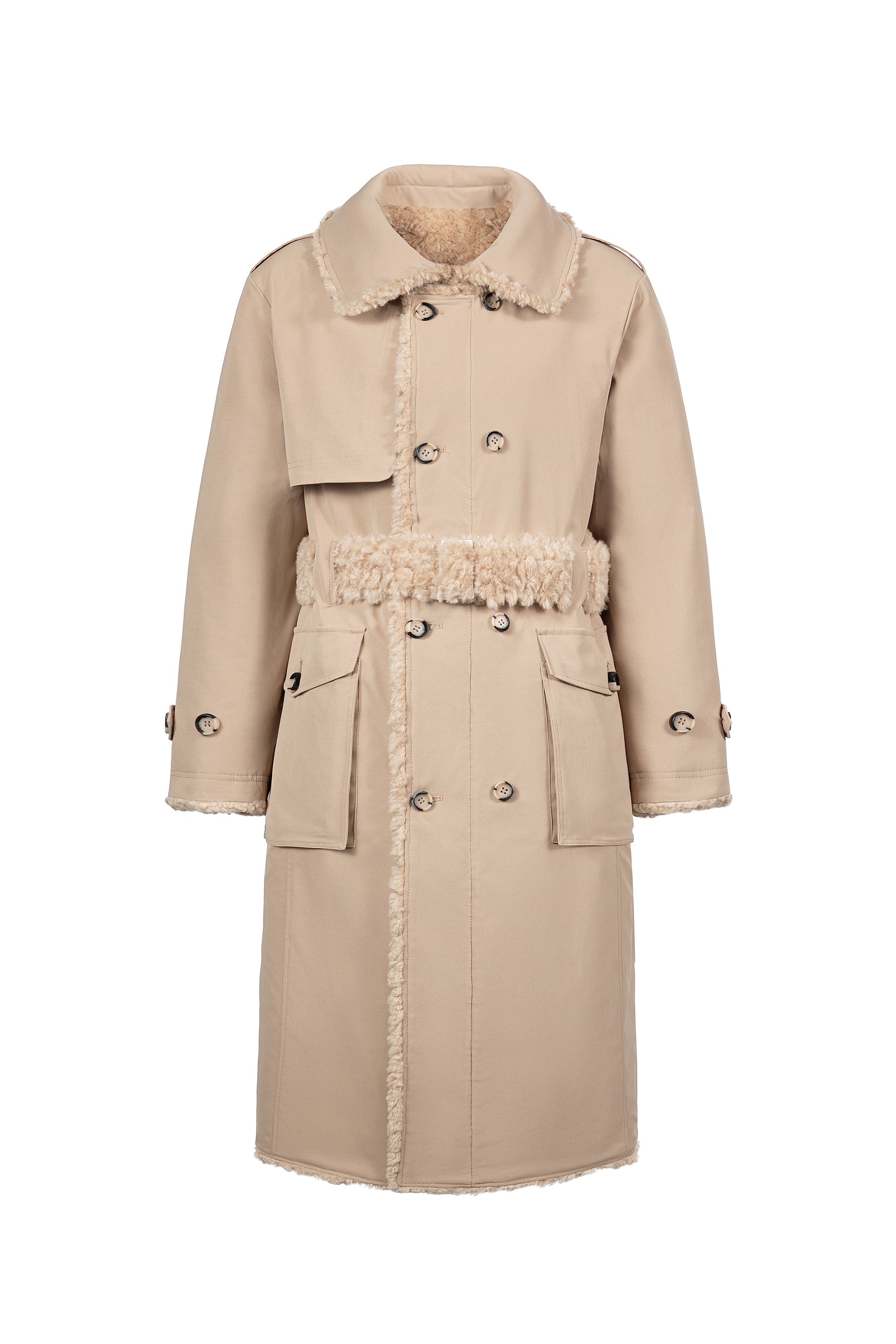 Showerproof trench outlet coat