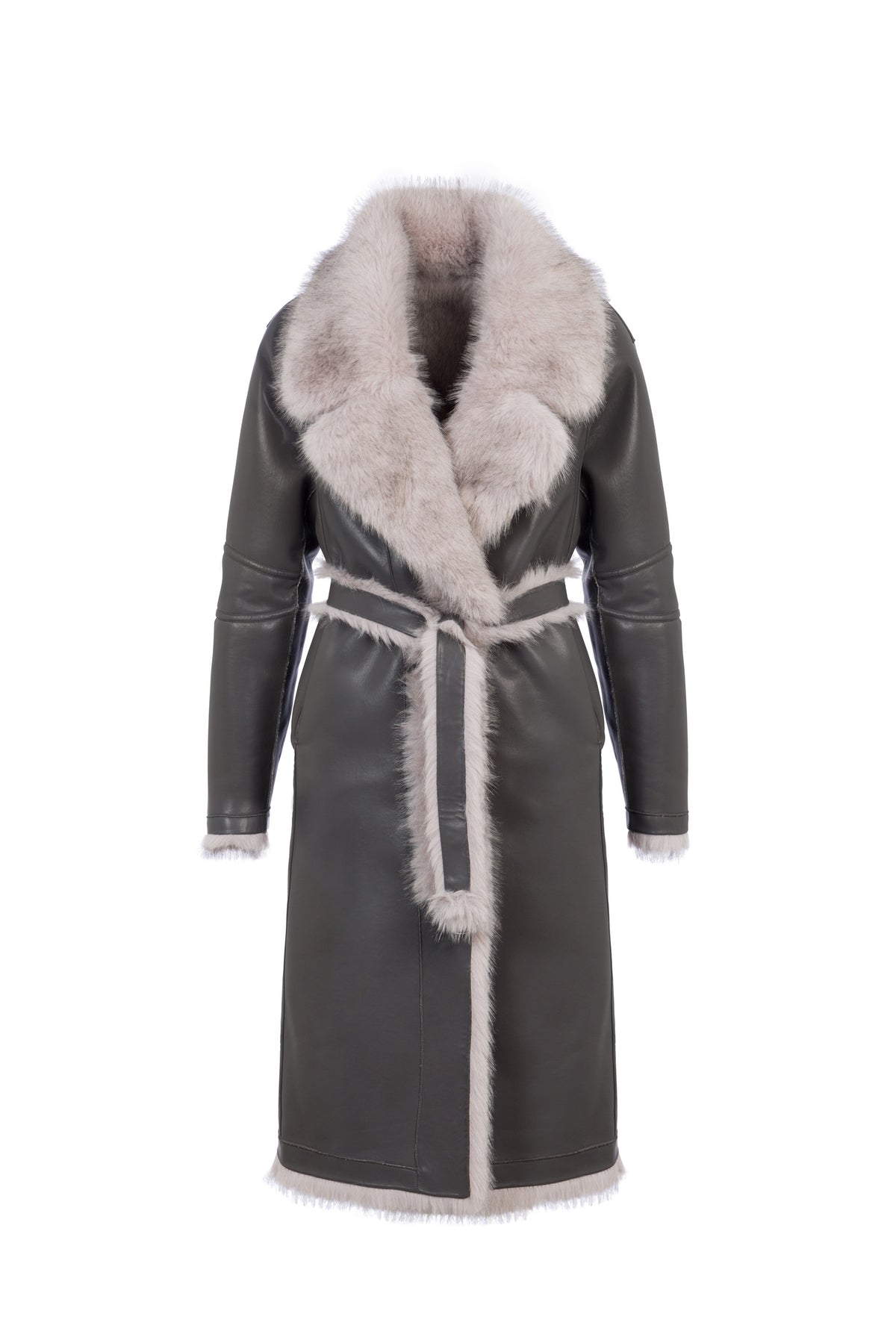 Reversible Long Overcoat in Slate