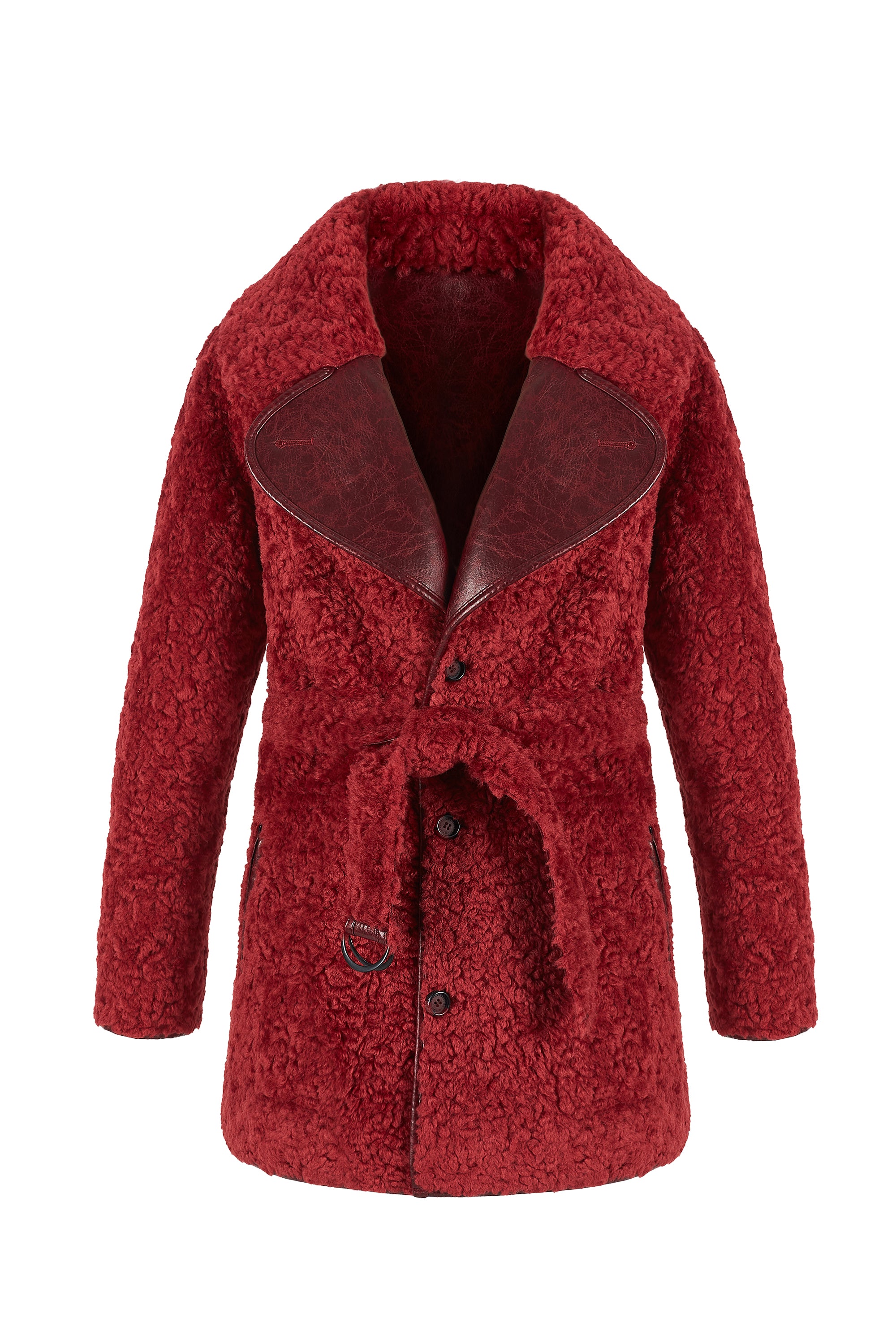 Long reversible faux fur coat