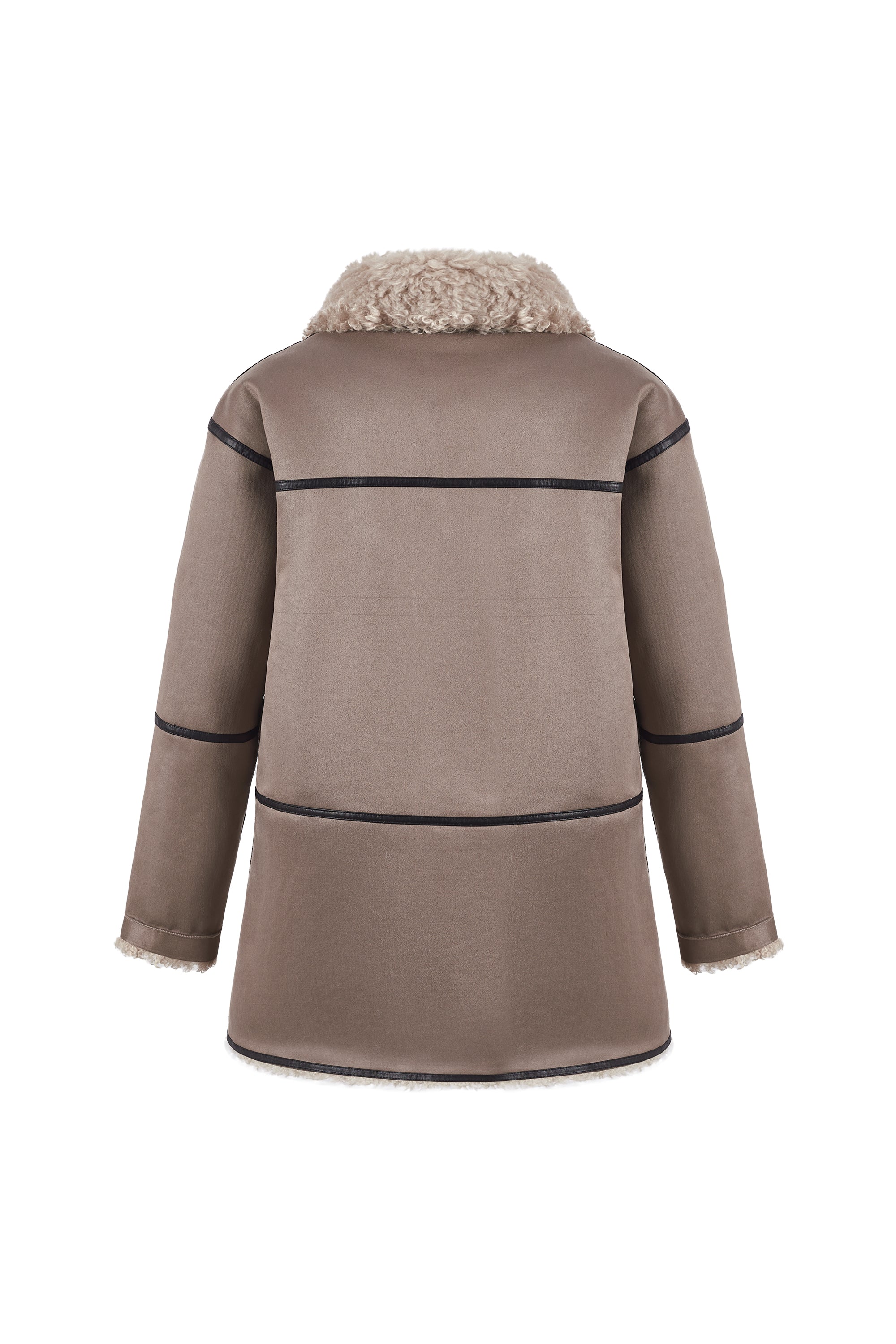 Long reversible faux fur coat