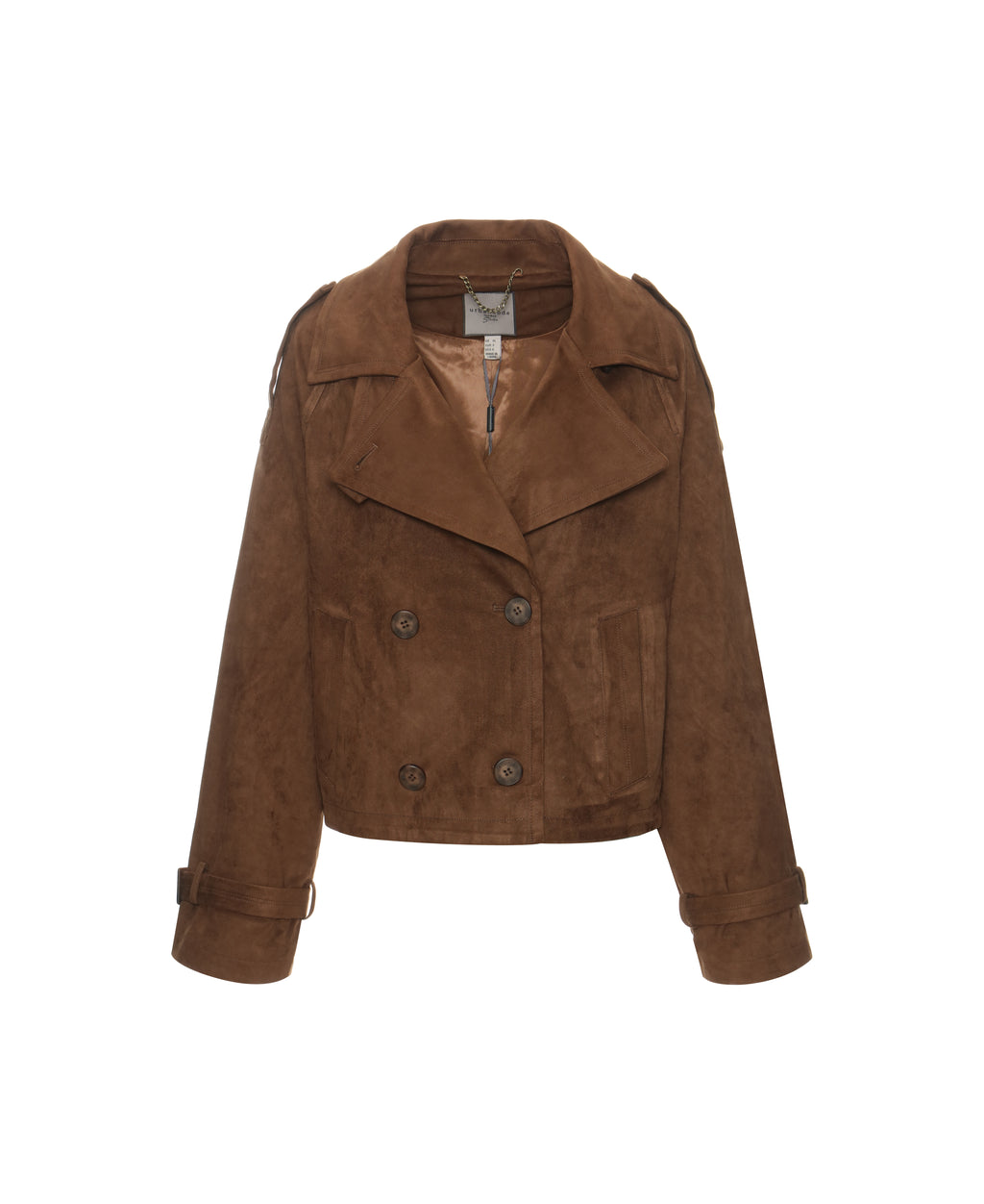Faux Suede Trench Jacket in Pecan