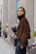 Faux Suede Trench Jacket in Pecan