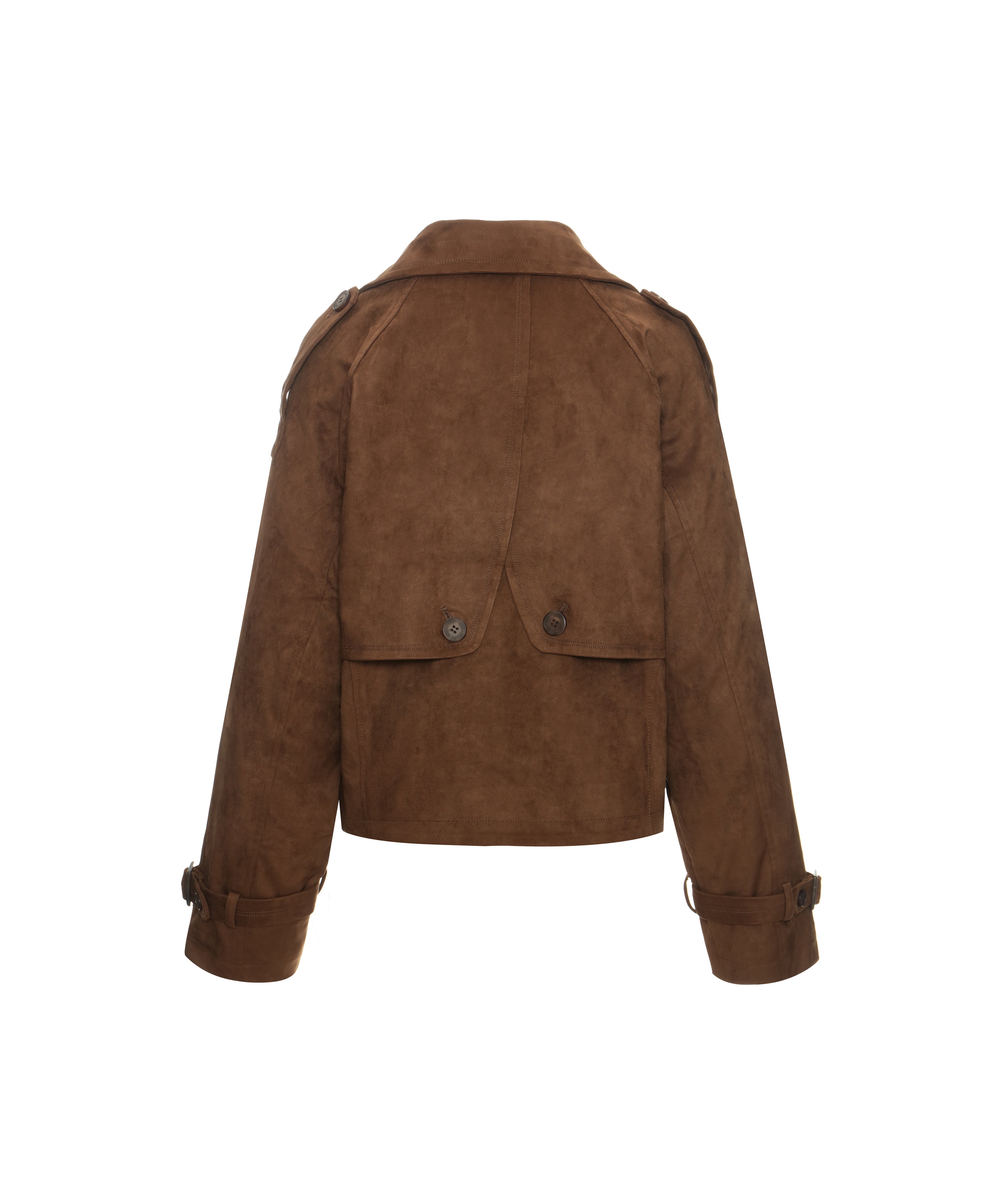 Faux Suede Trench Jacket in Pecan