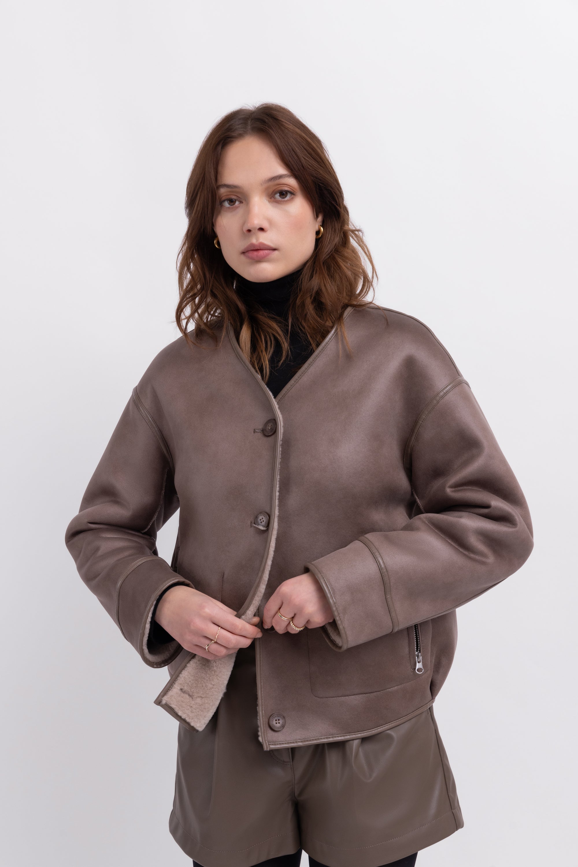 Reversible Blouson in Taupe