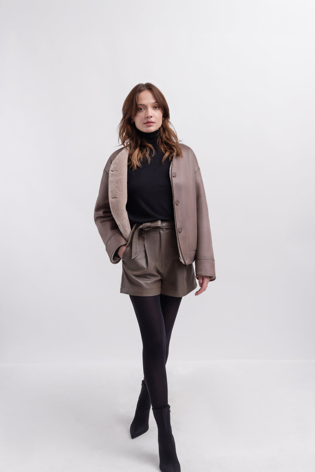 Reversible Blouson in Taupe