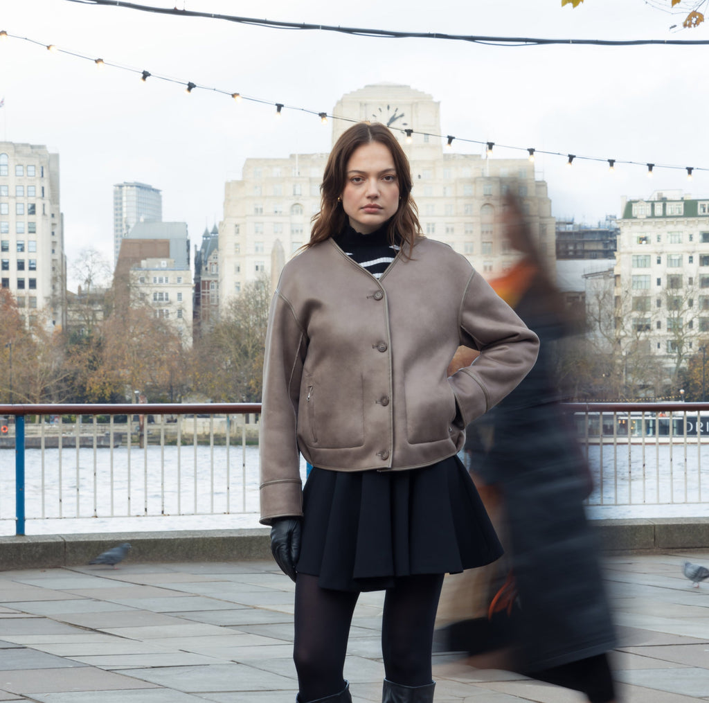 Reversible Blouson in Taupe