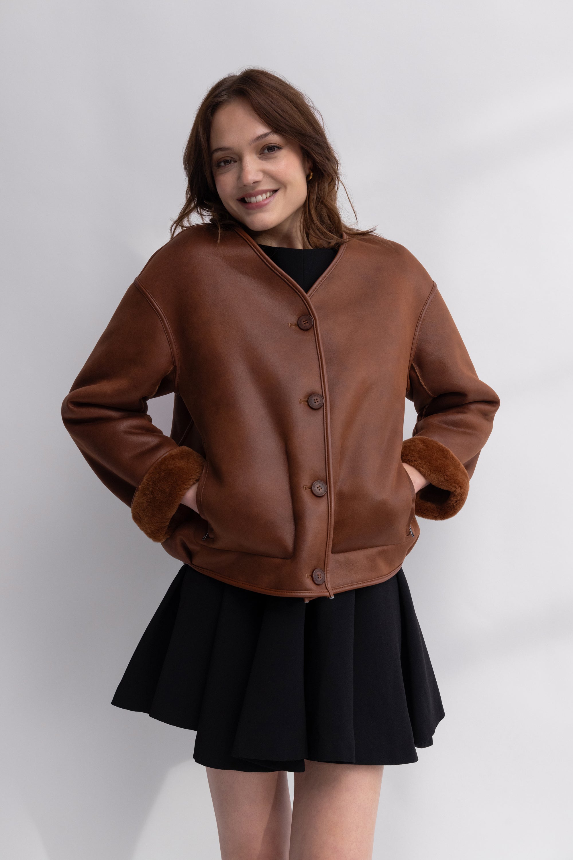 Reversible Blouson in Toffee