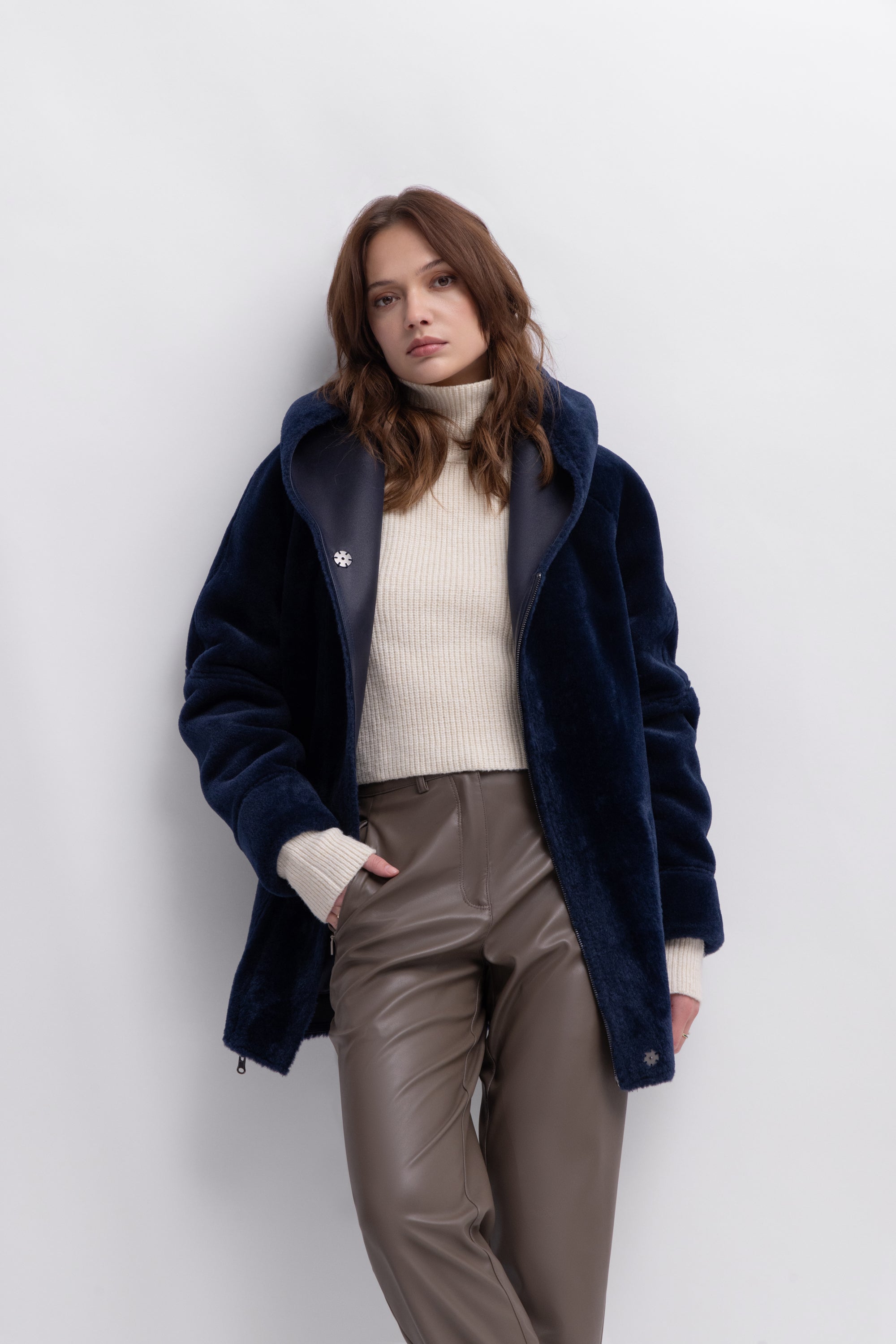 Reversible Hooded Jacket in Navy