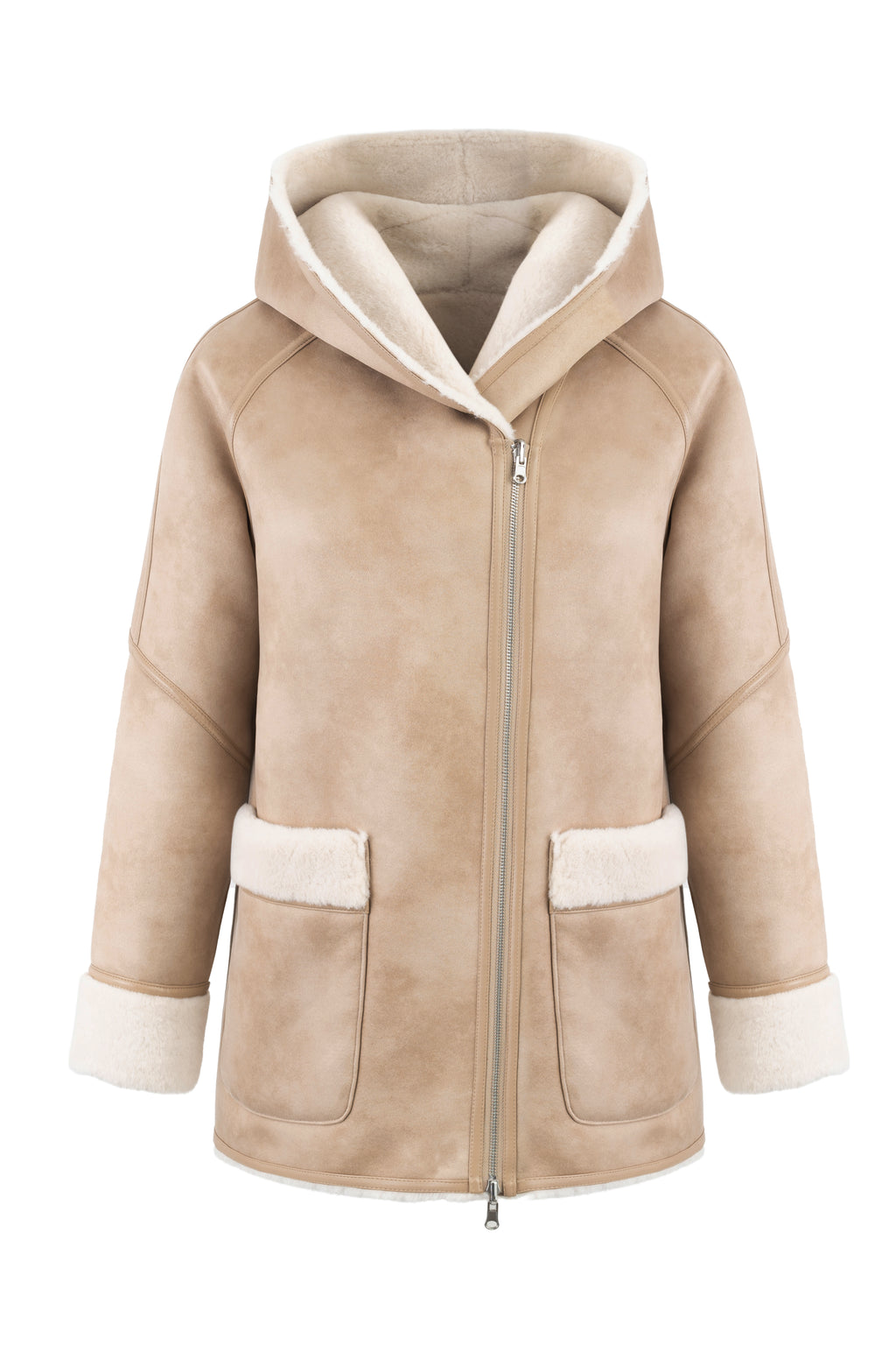 Reversible Hooded Jacket in Rice