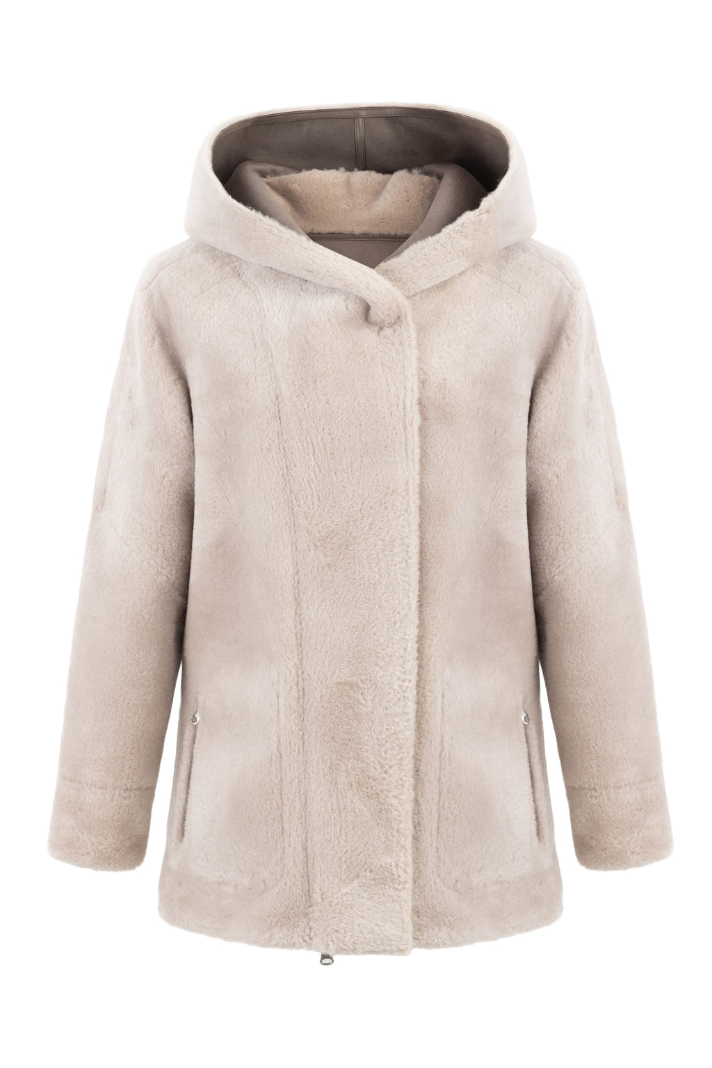 Reversible Hooded Jacket in Taupe