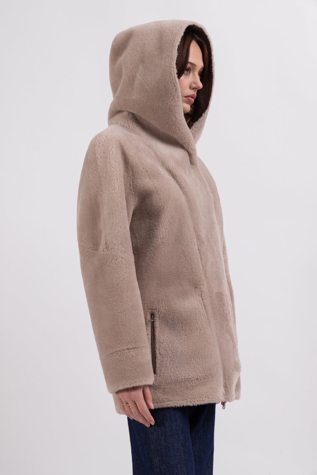 Reversible Hooded Jacket in Taupe