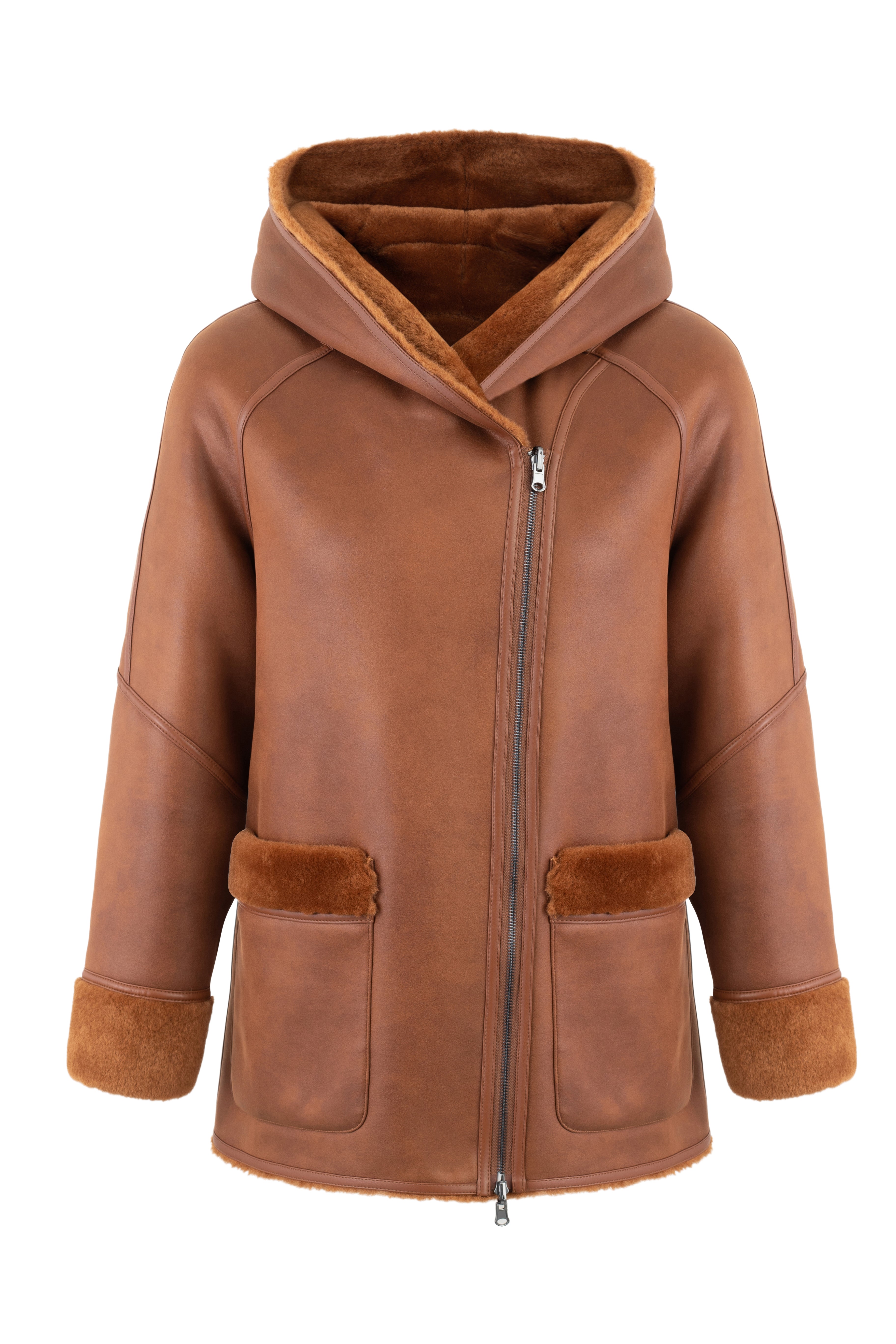 Reversible Hooded Jacket in Toffee