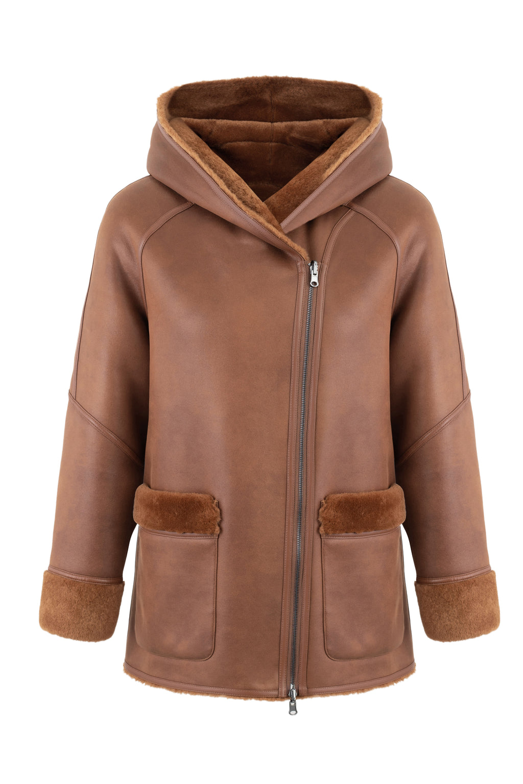 Reversible Hooded Jacket in Toffee