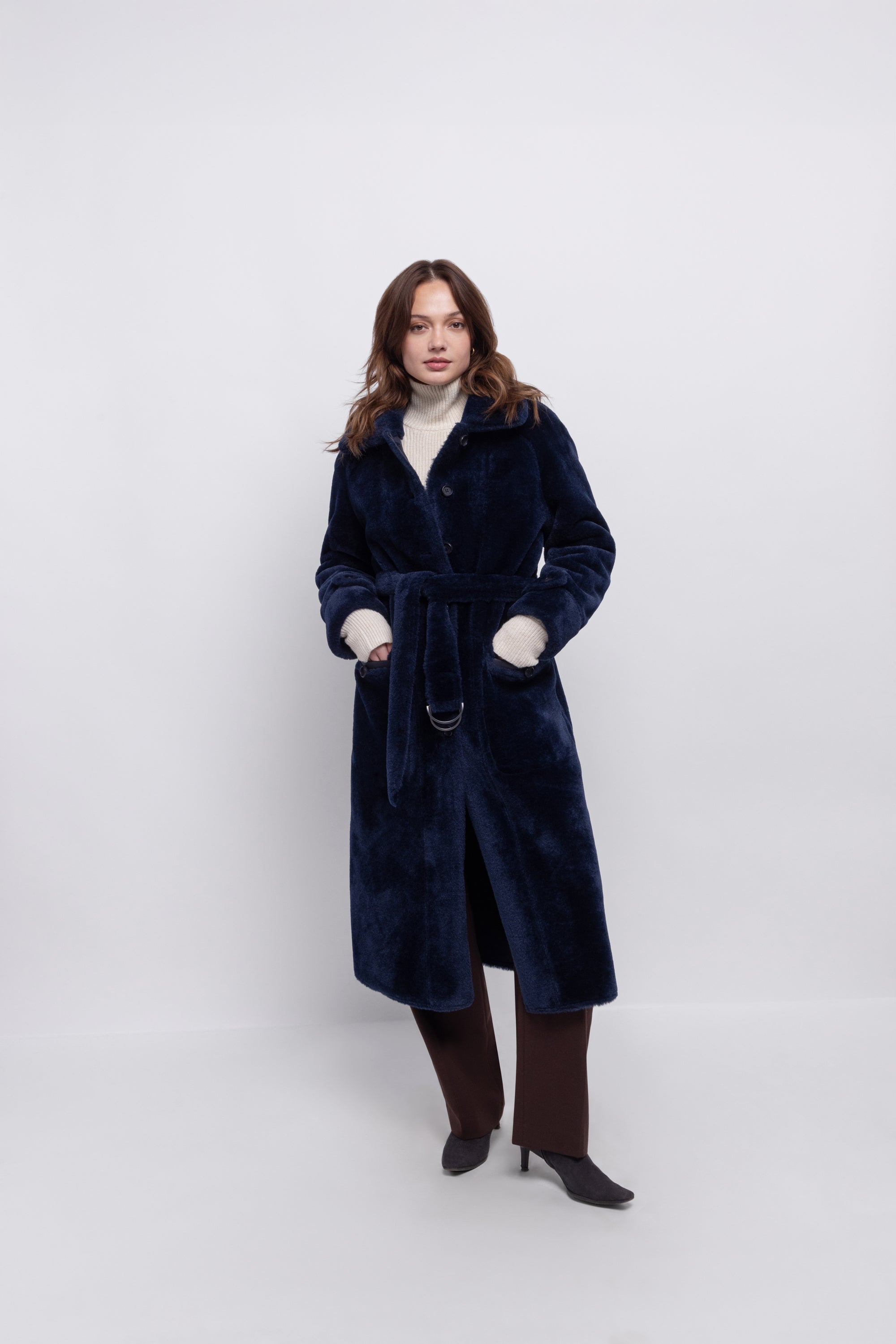 Reversible Raglan Coat in Navy