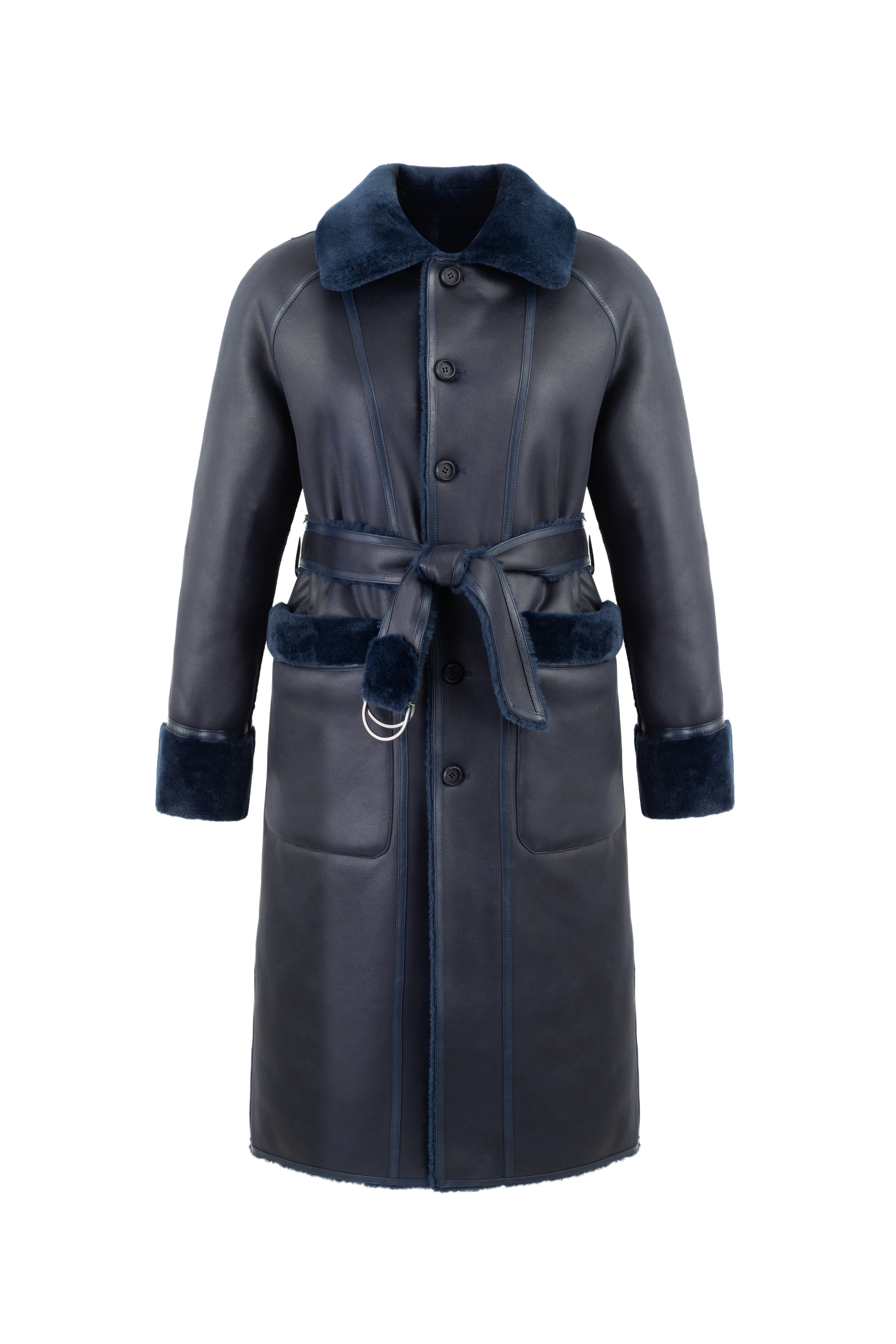 Reversible Raglan Coat in Navy