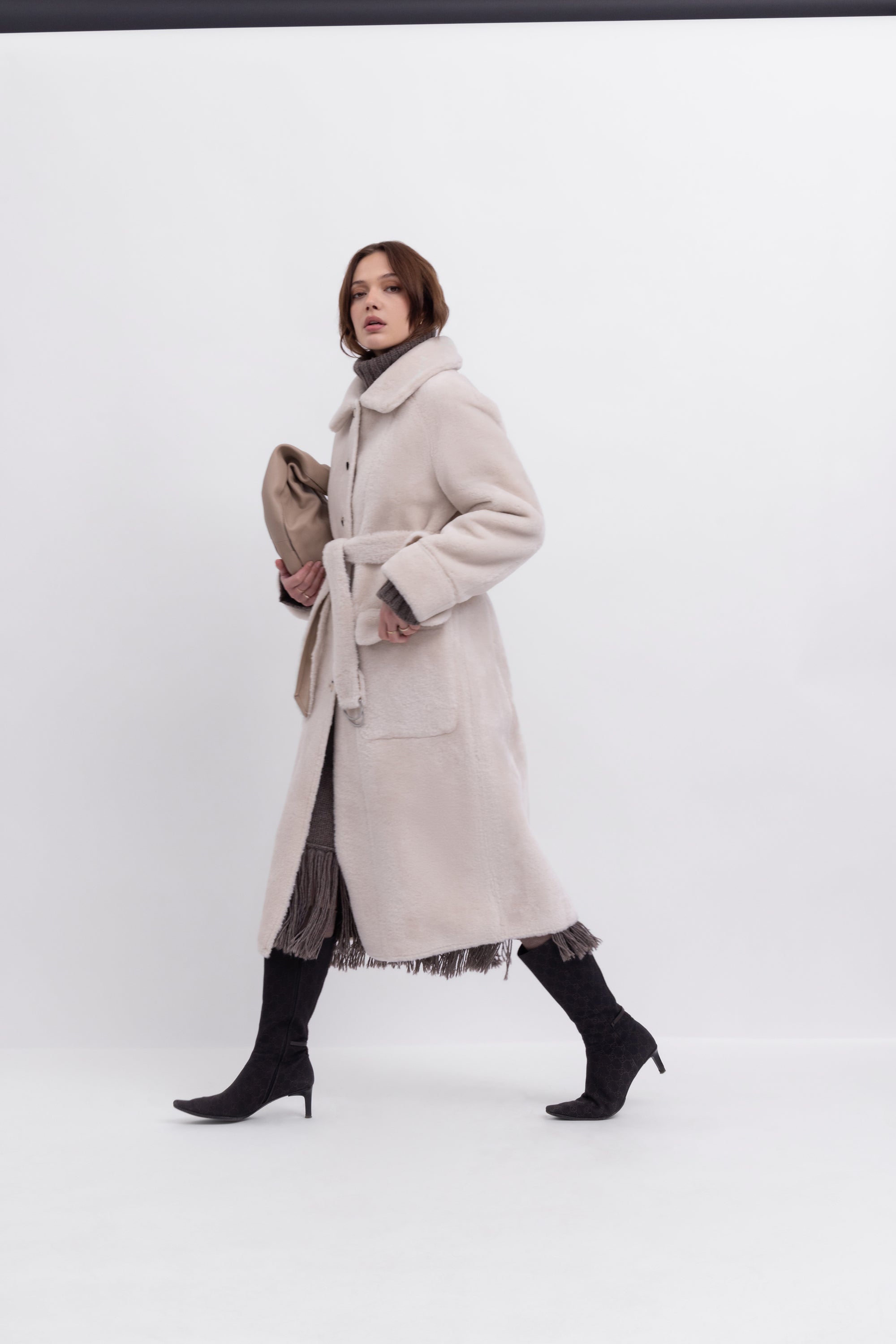 Reversible Raglan Coat in Rice