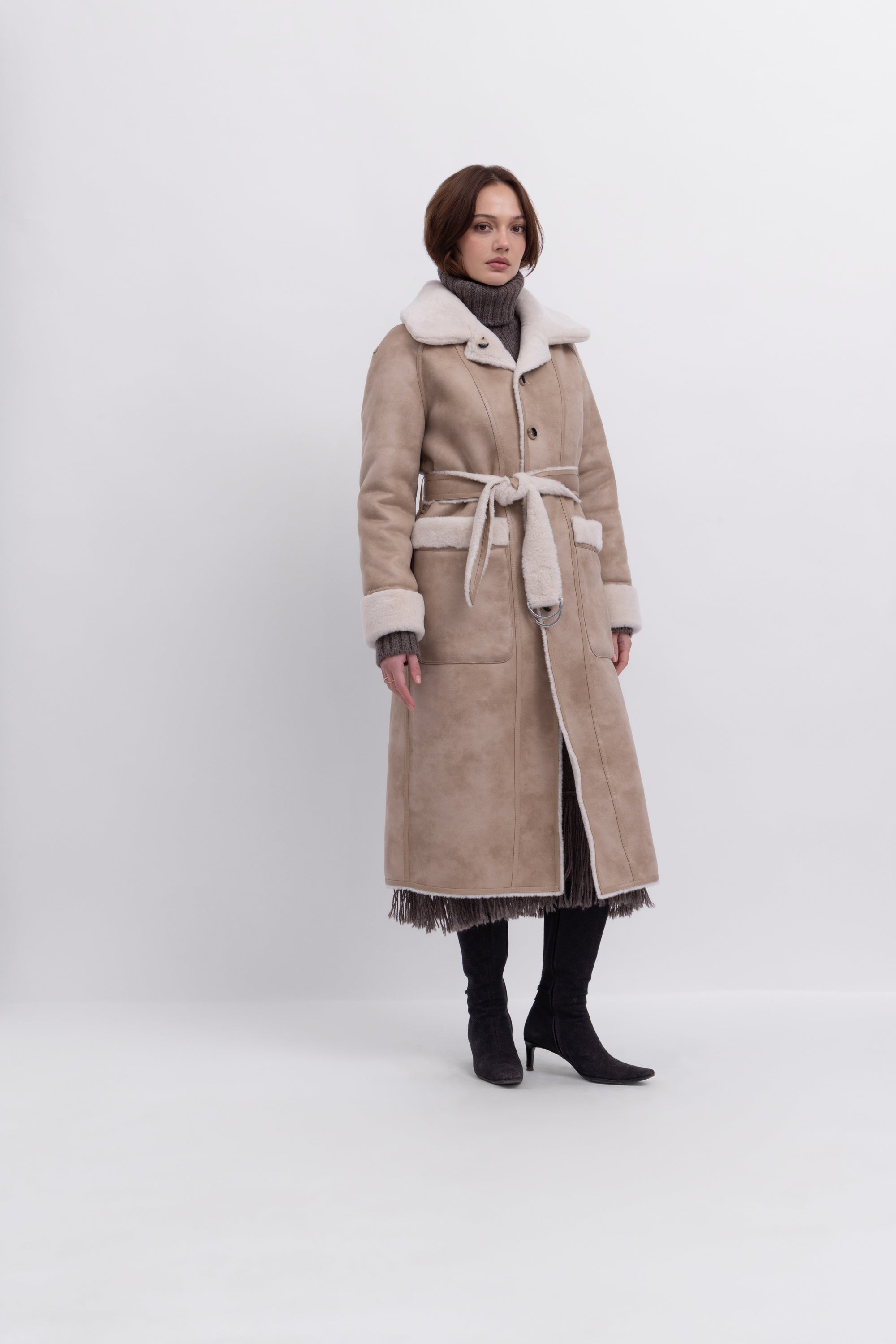 Reversible Raglan Coat in Rice