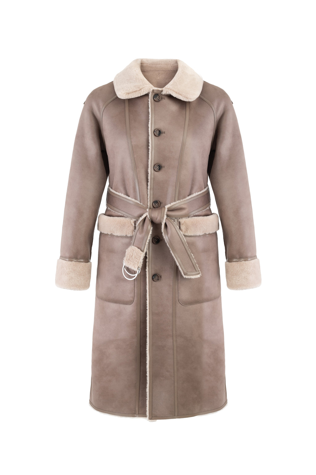 Reversible Raglan Coat in Taupe
