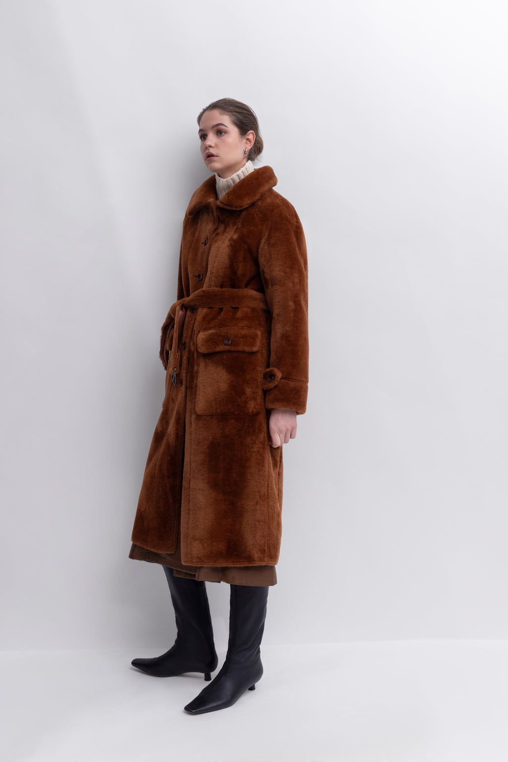 Reversible Raglan Coat in Toffee