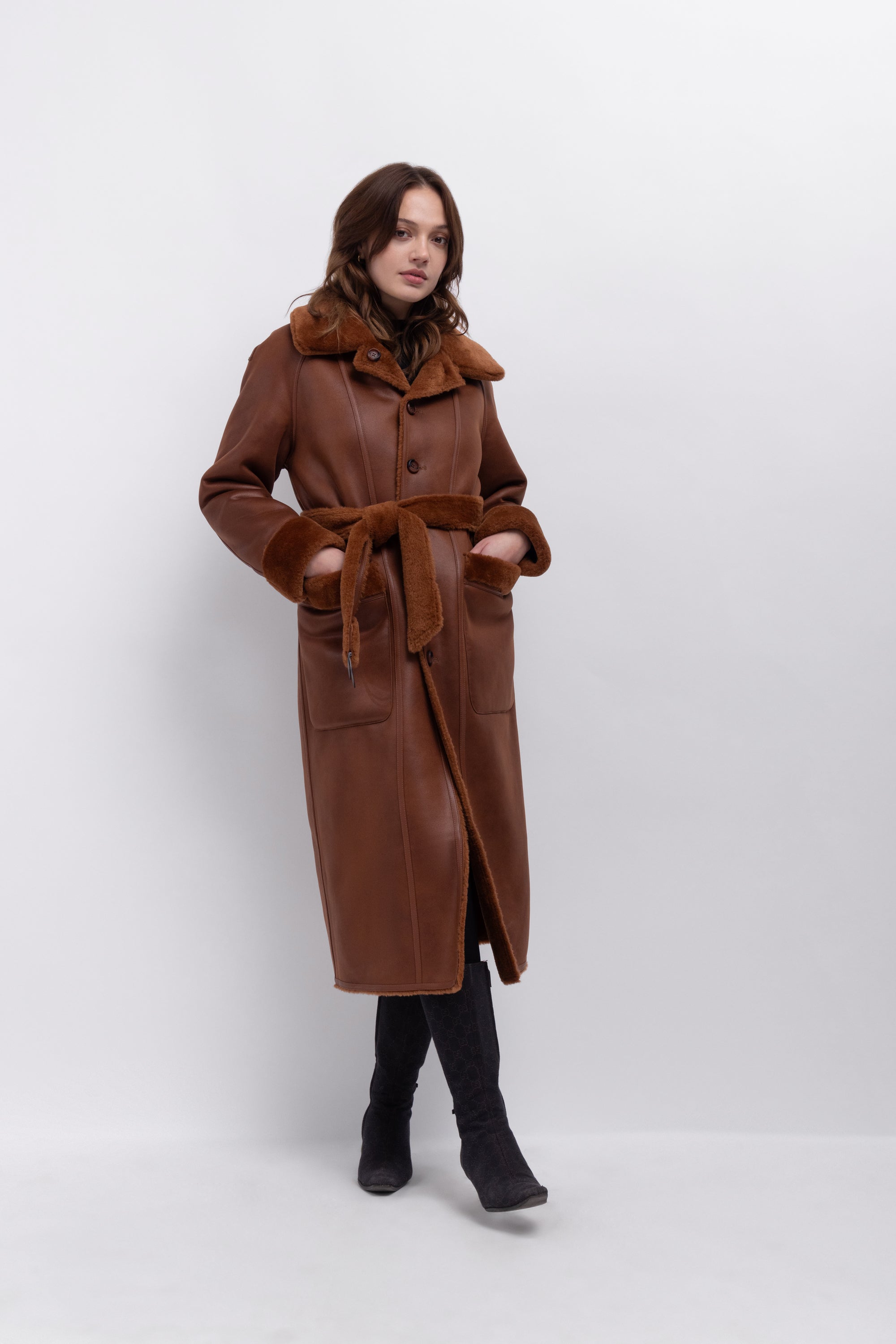 Reversible Raglan Coat in Toffee