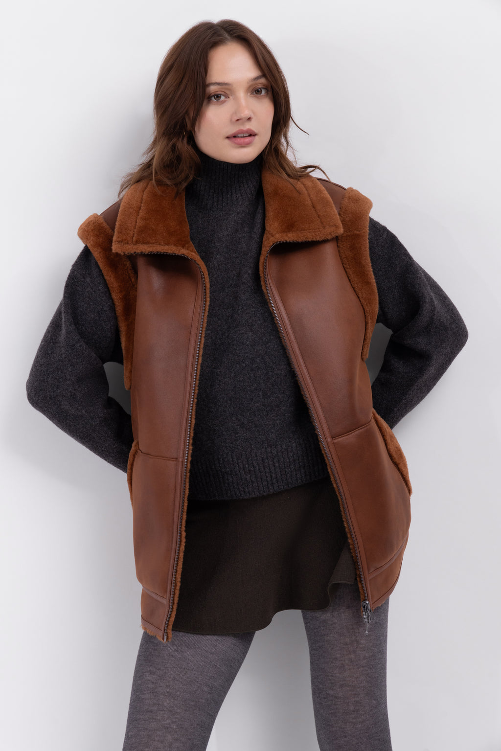 Reversible Gilet in Toffee