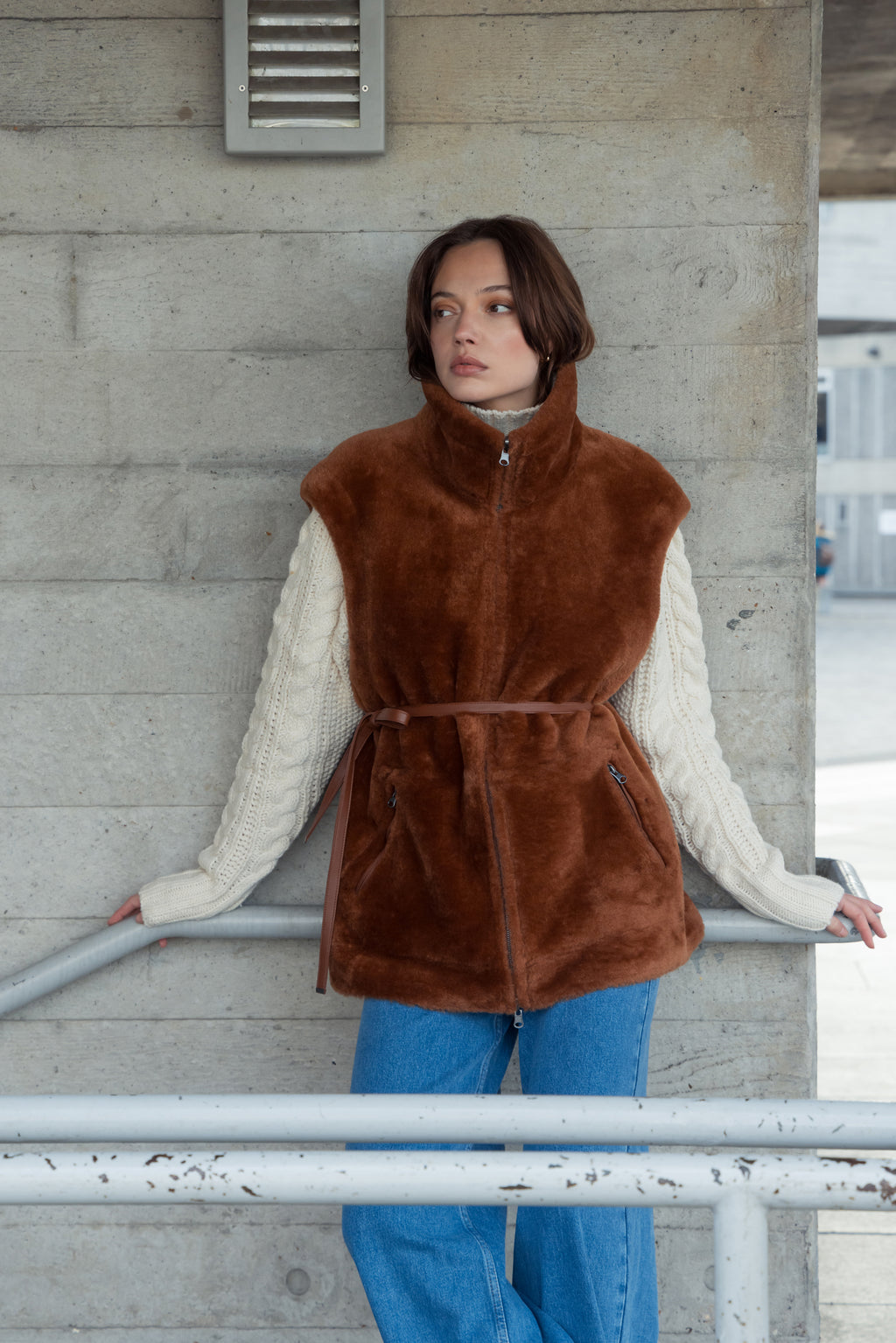 Reversible Gilet in Toffee