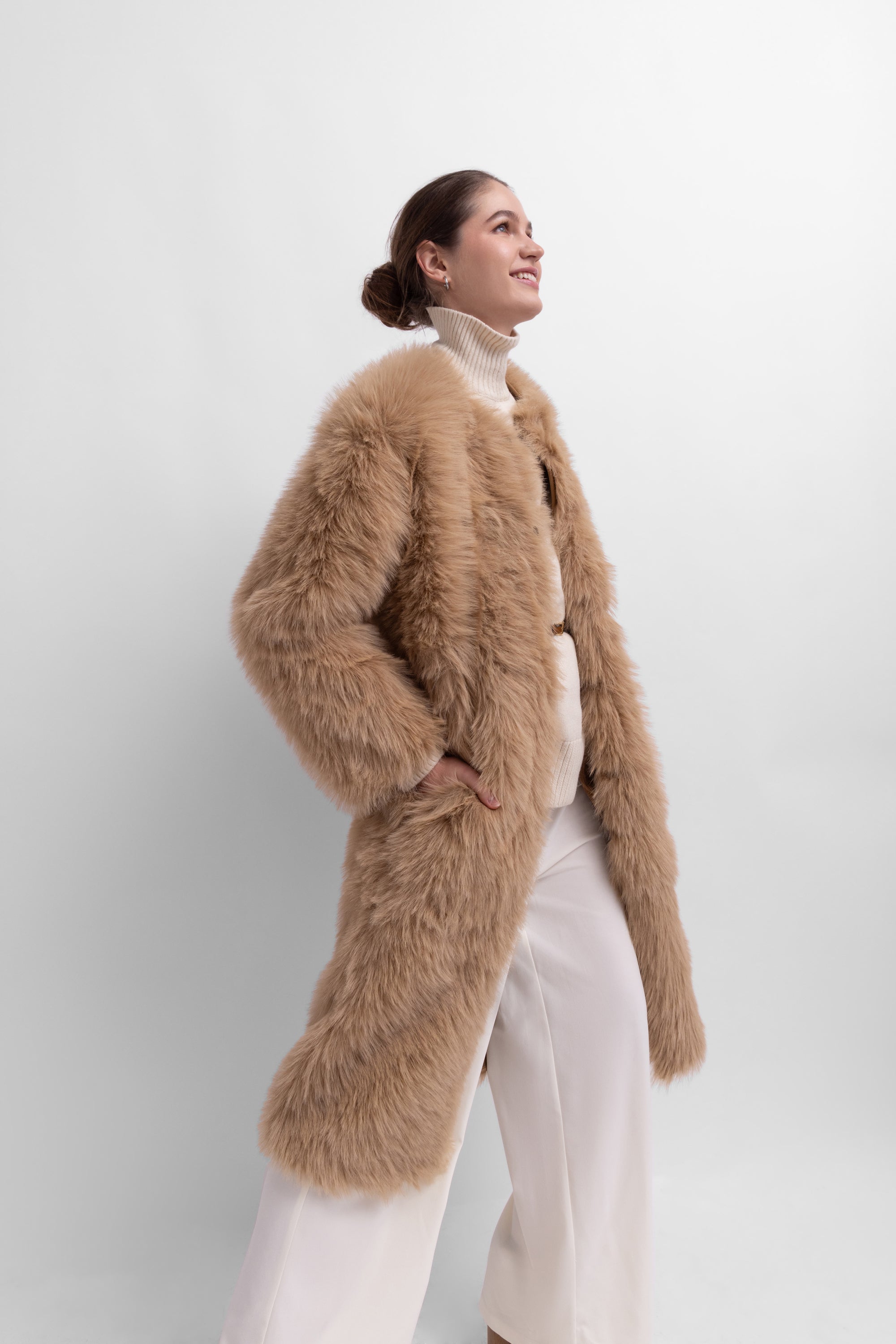 Reversible Faux Toscana Coat in Caramel