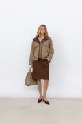 Short Parka with Detachable Hood in Camel
