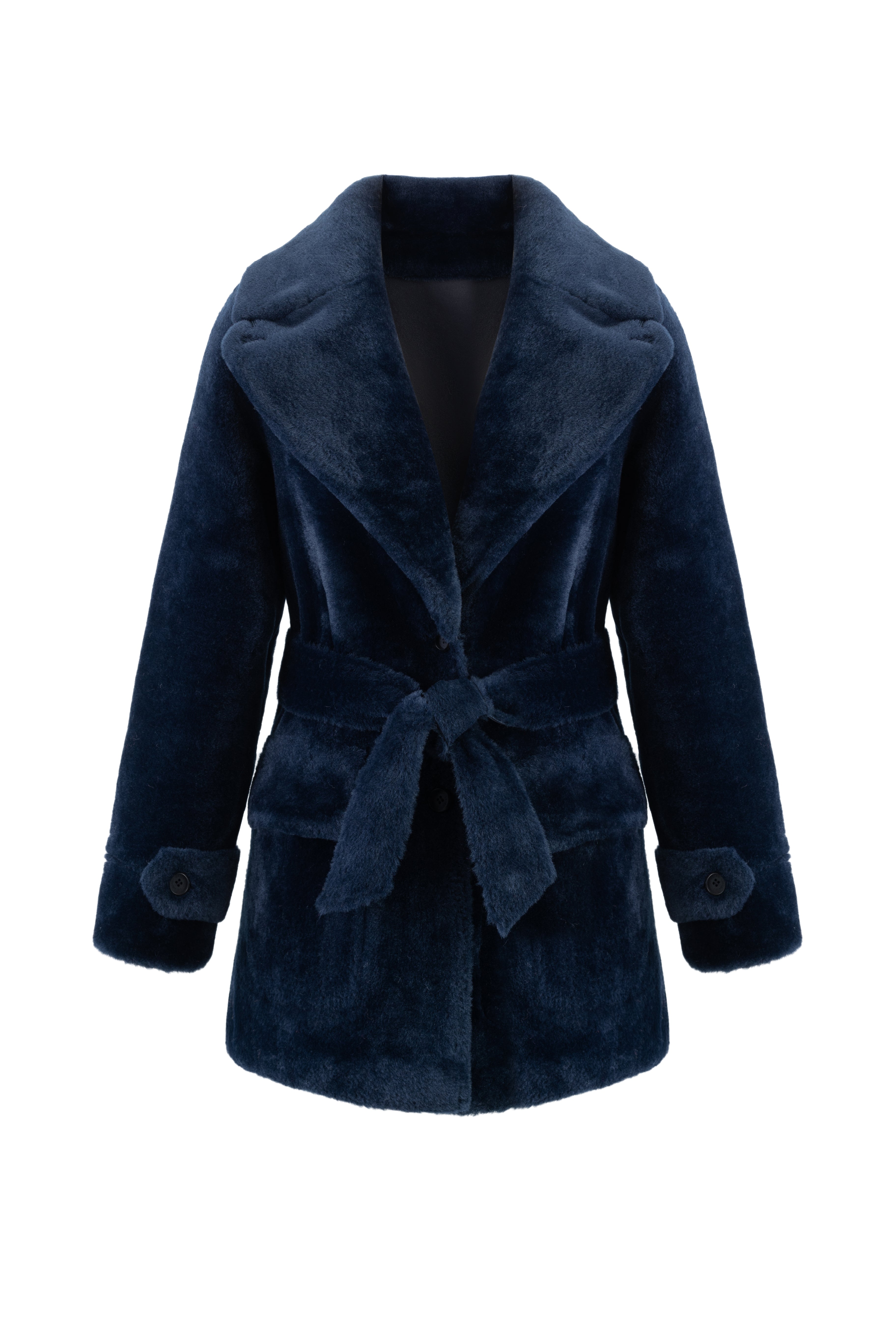 Reversible Belted Coat in Navy