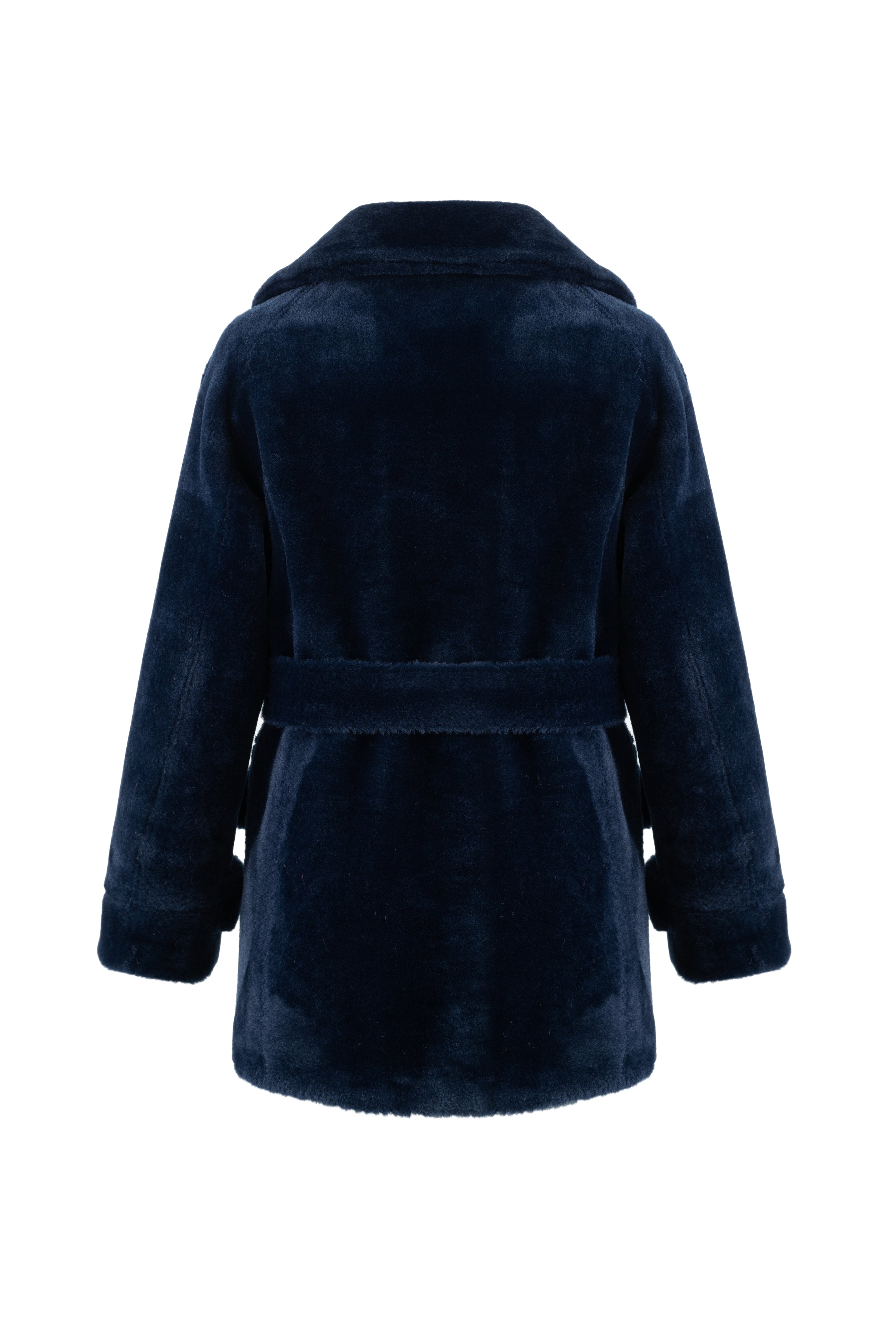 Reversible Belted Coat in Navy