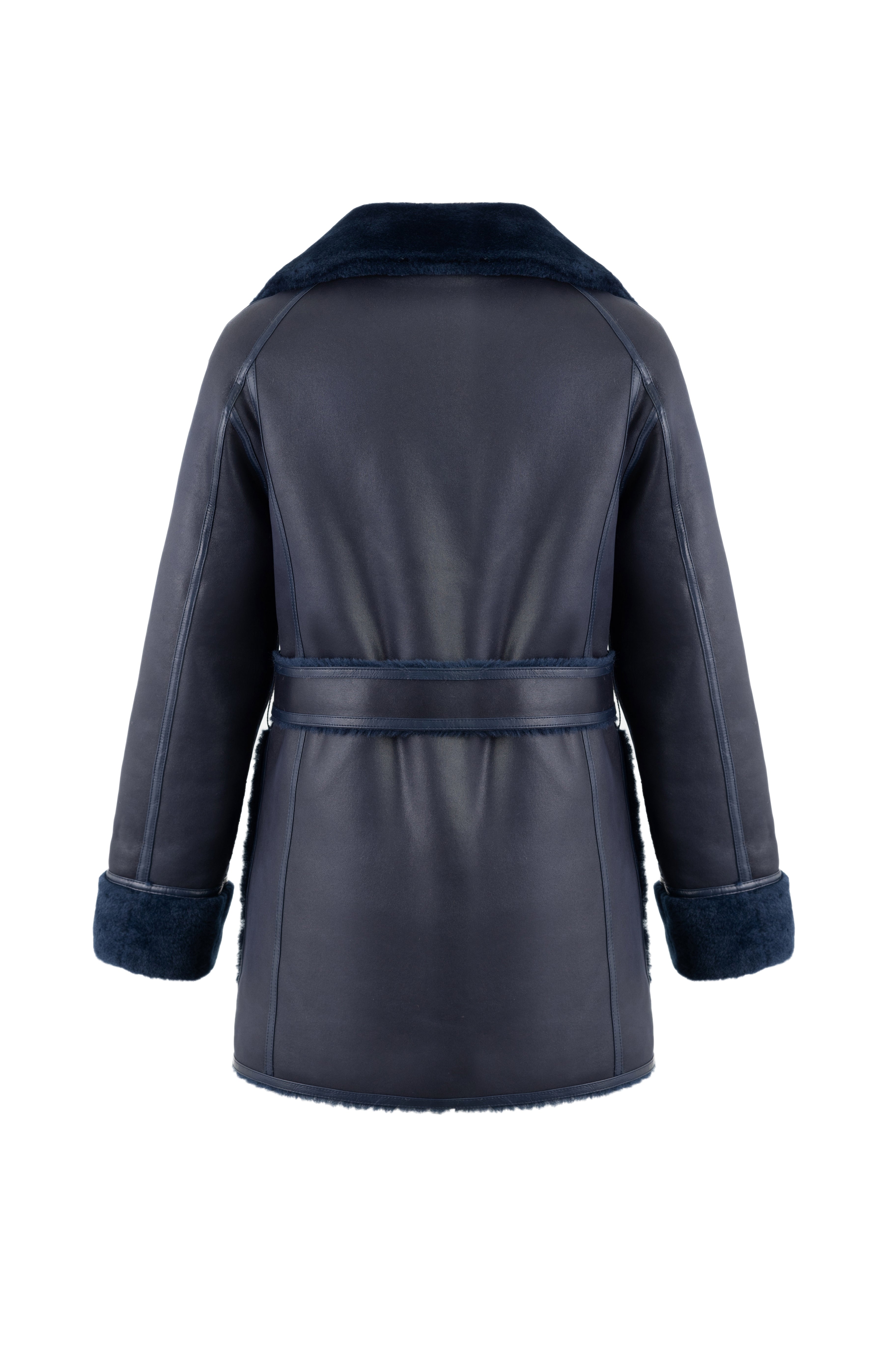 Reversible Belted Coat in Navy