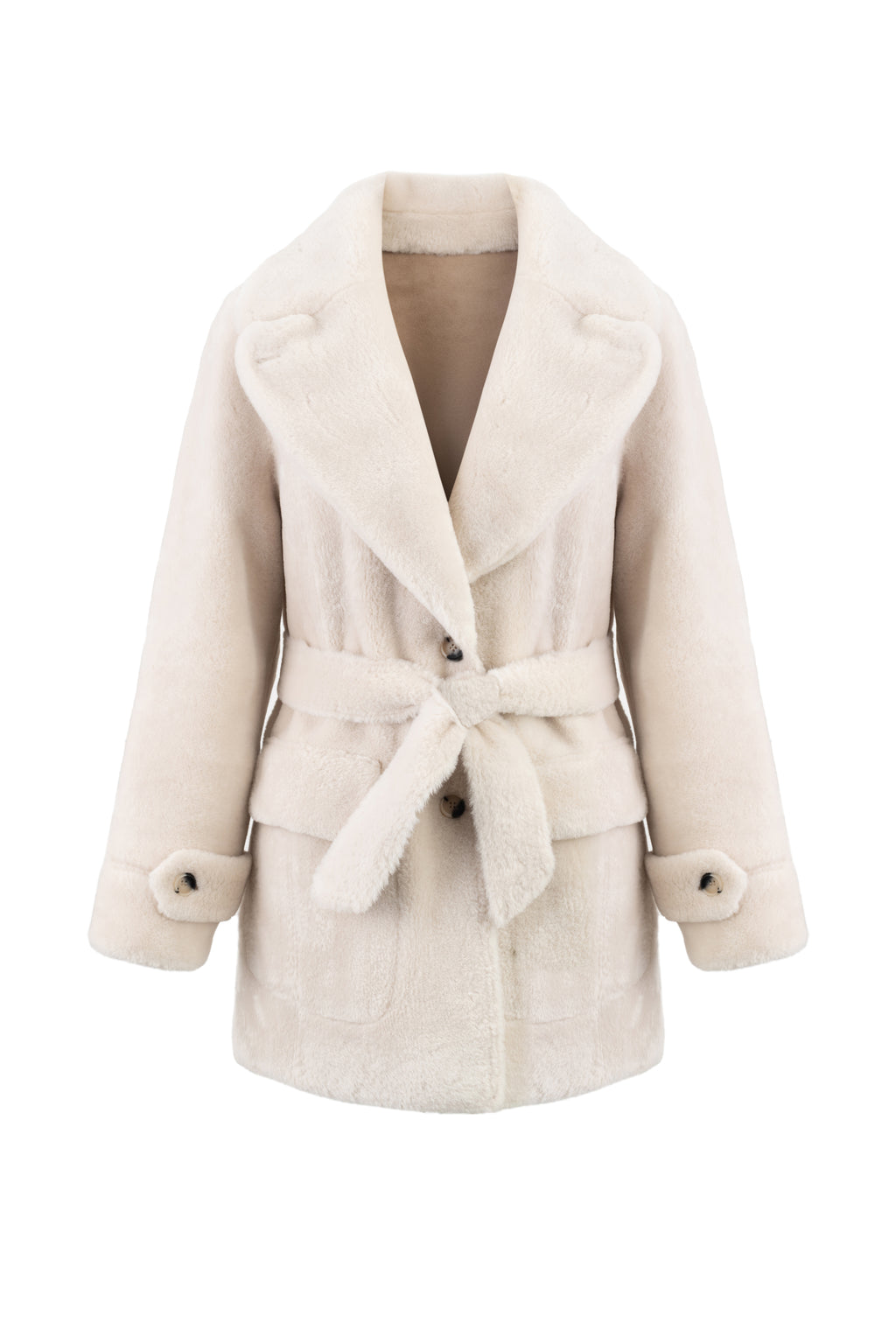 Reversible Belted Coat in Rice