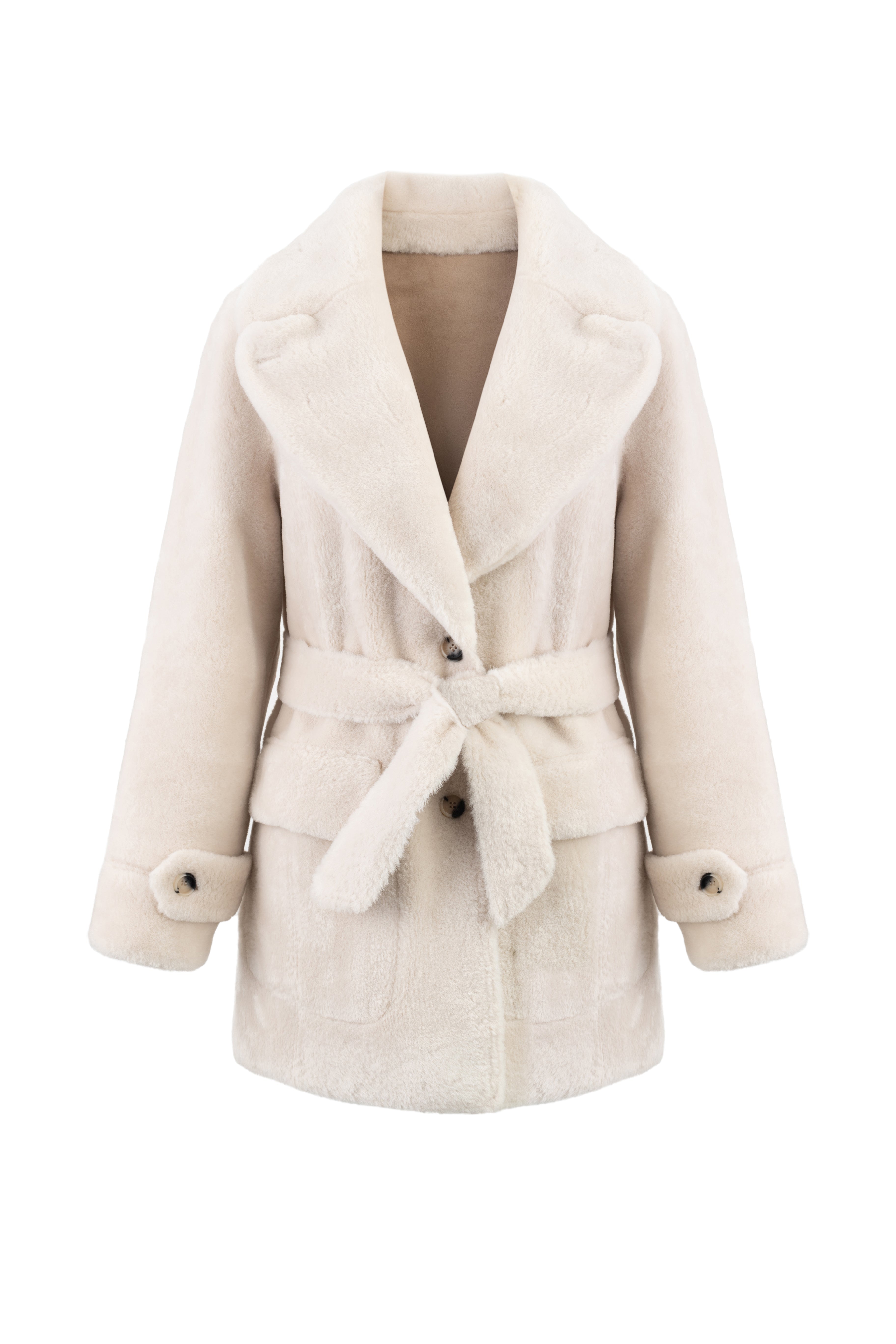 Reversible Belted Coat in Rice