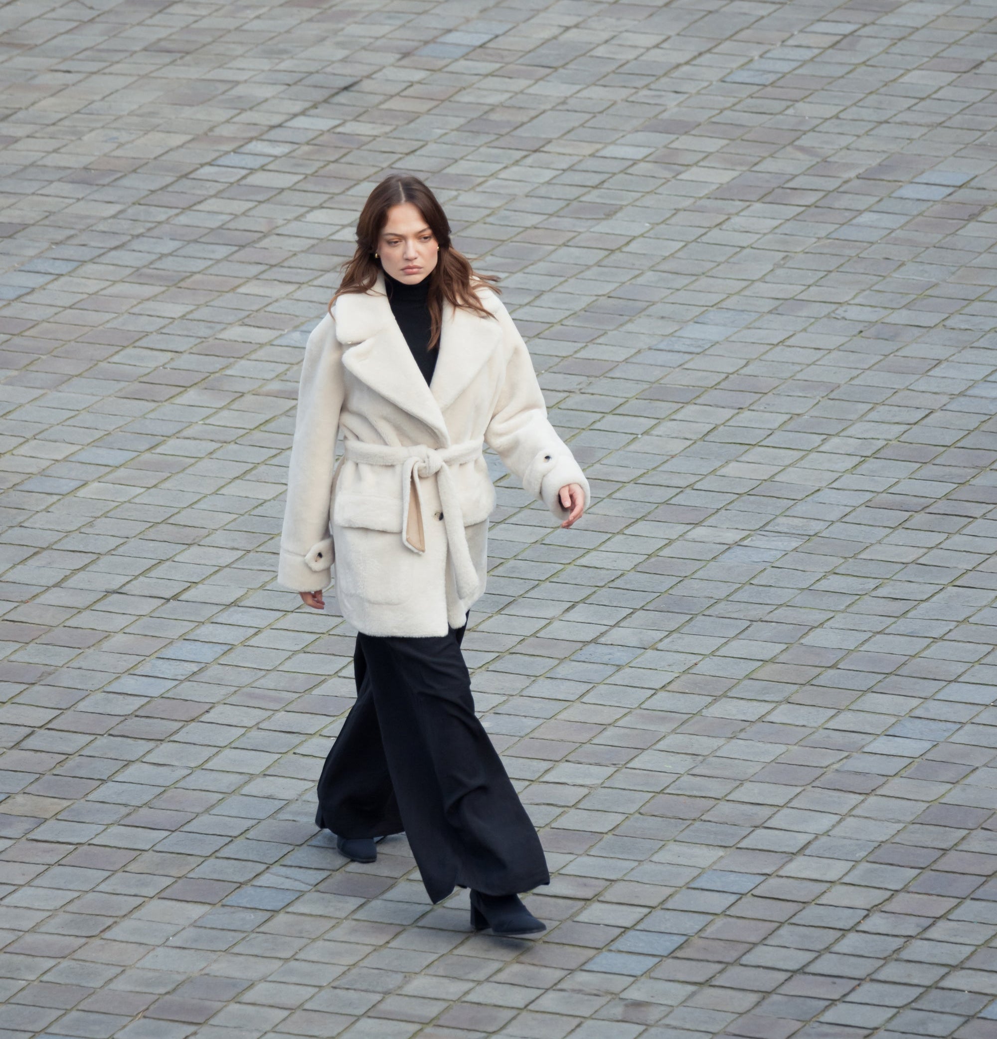 Reversible Belted Coat in Rice
