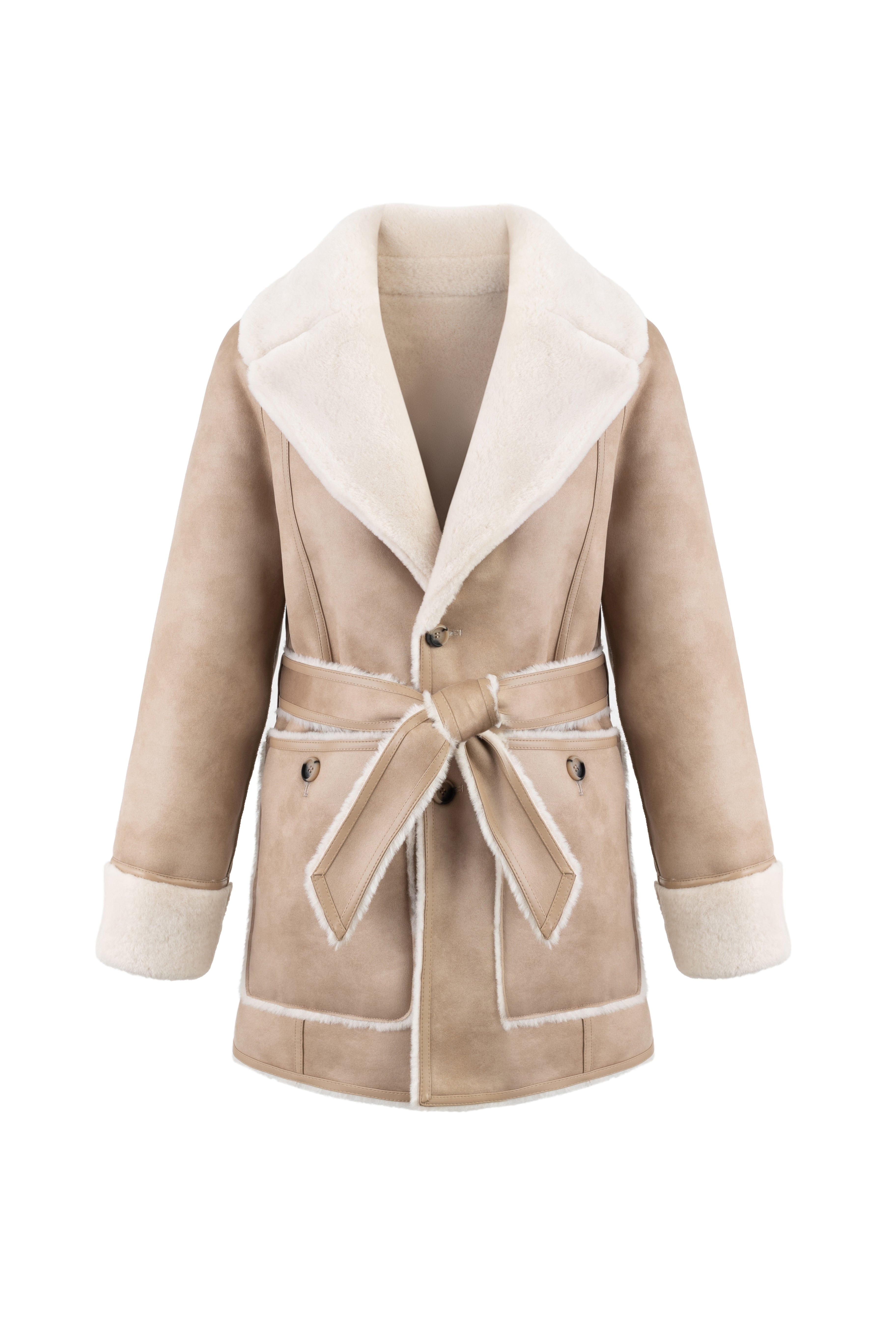 Reversible Belted Coat in Rice