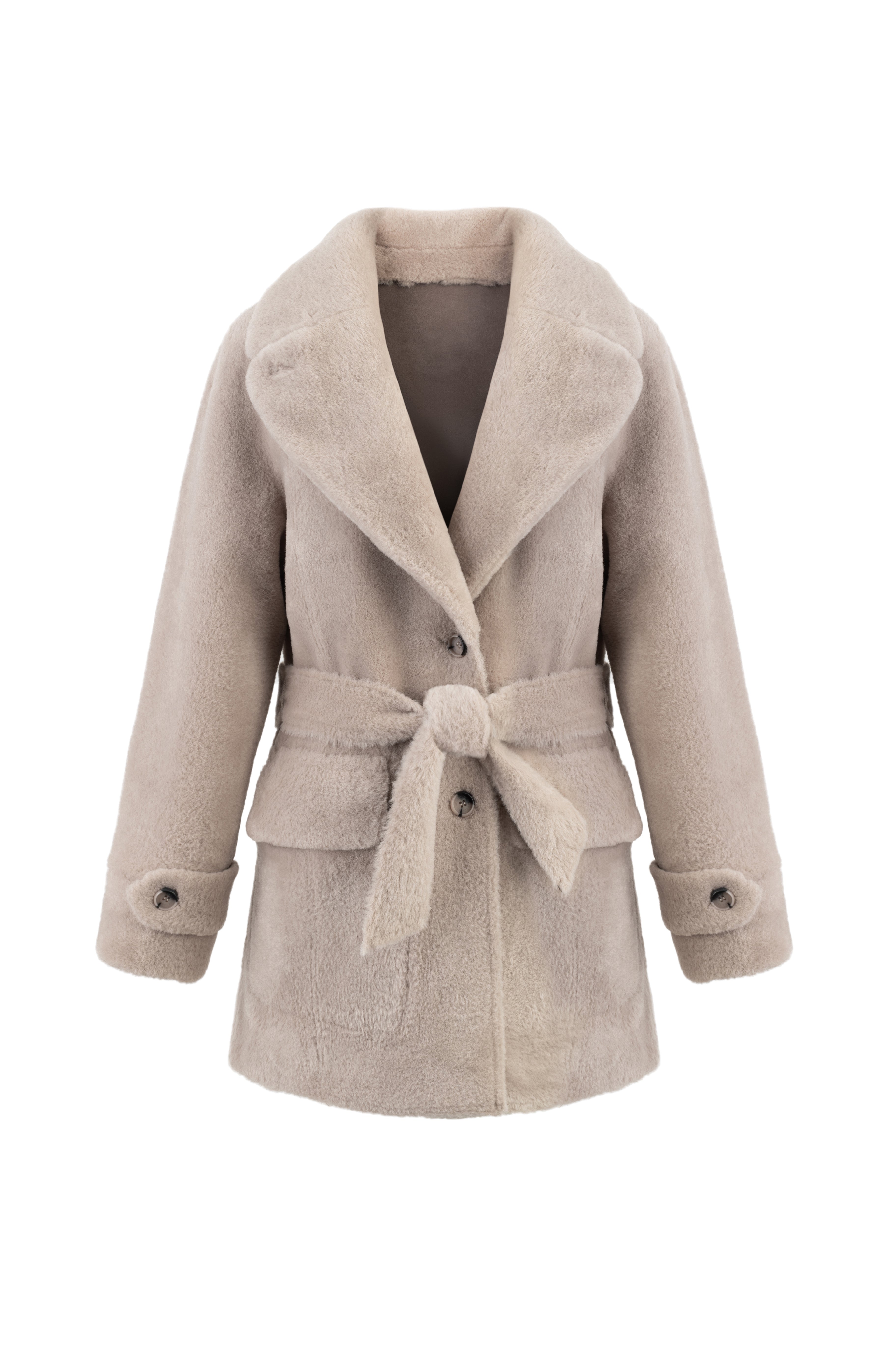 Reversible Belted Coat in Taupe