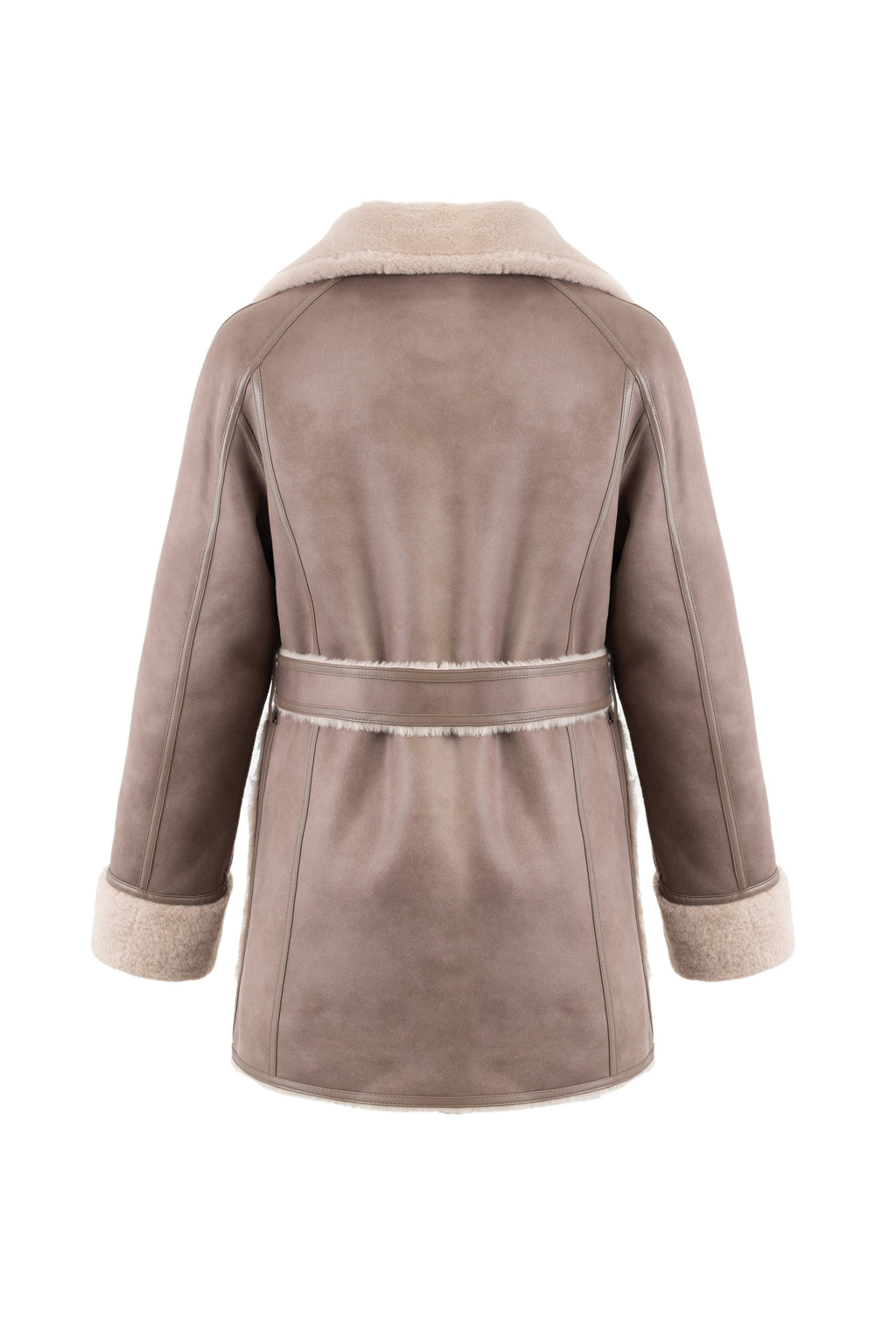 Reversible Belted Coat in Taupe