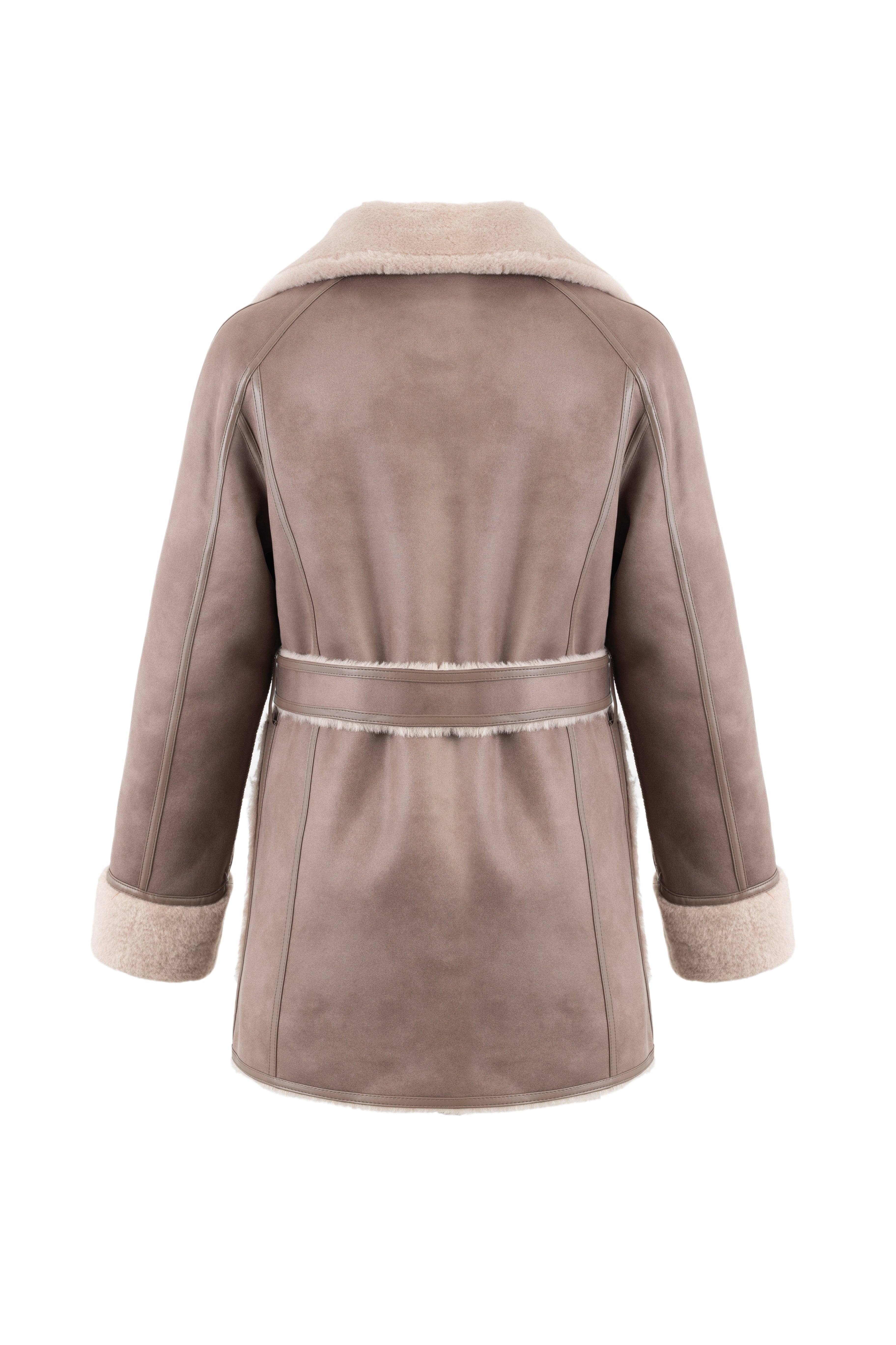 Reversible Belted Coat in Taupe