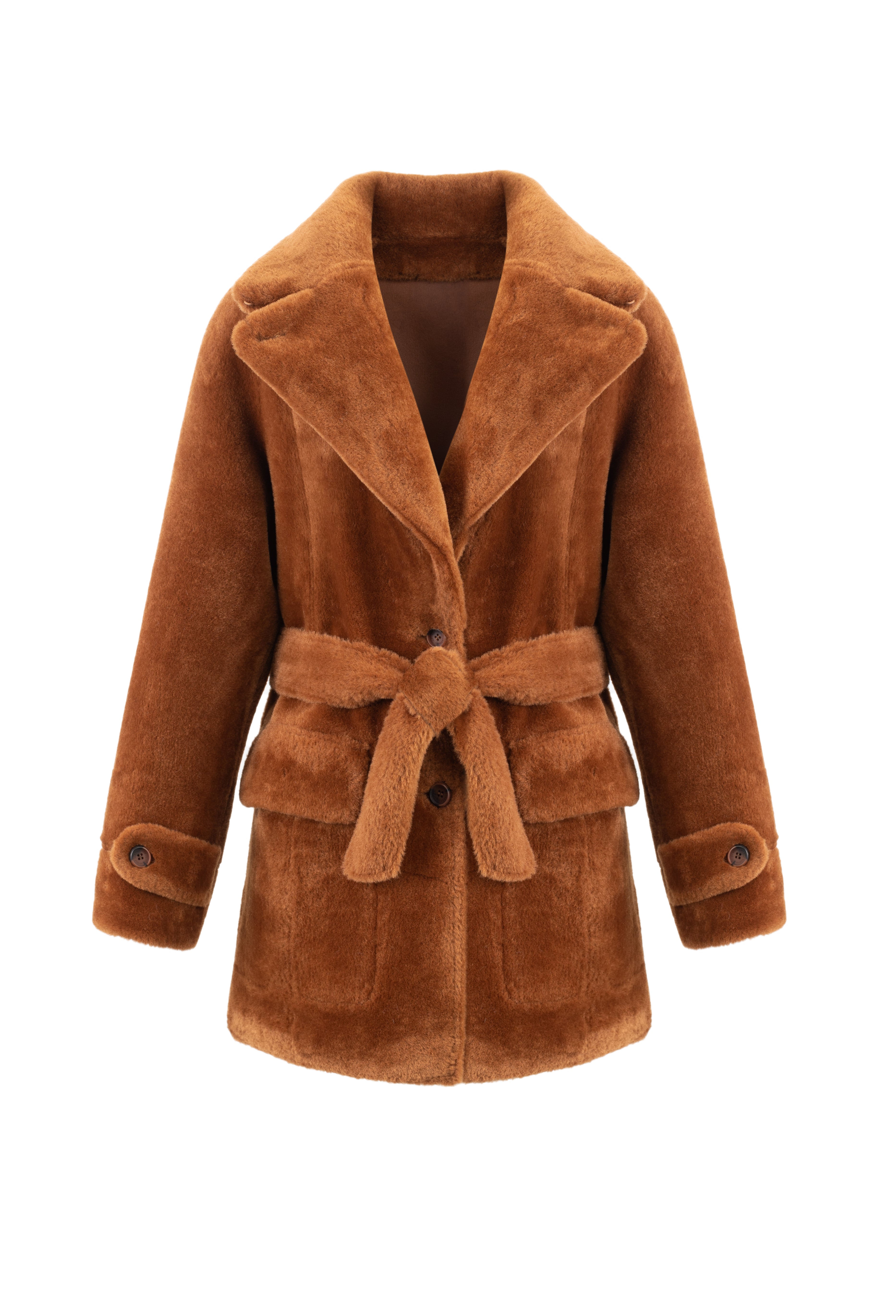 Reversible Belted Coat in Toffee