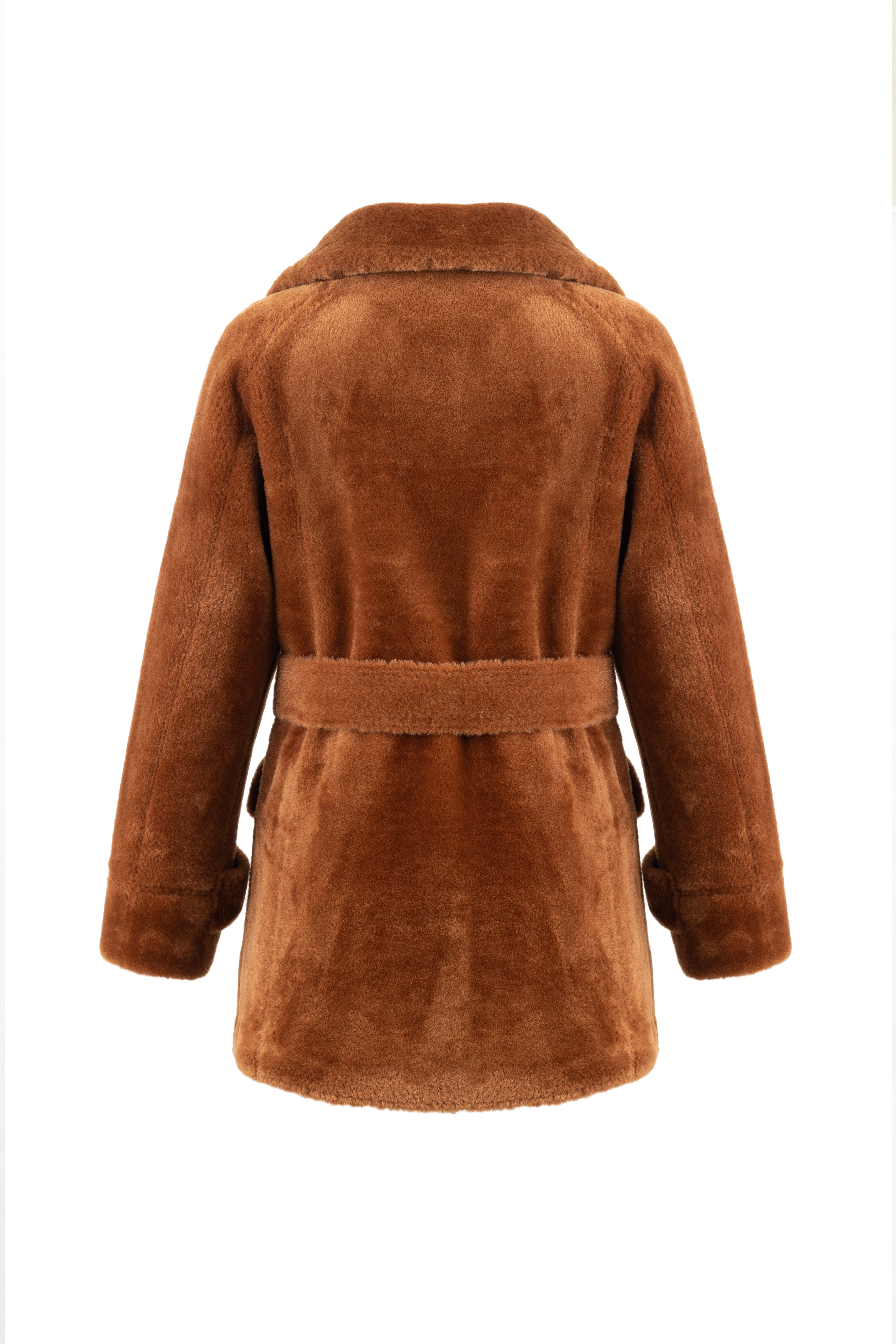 Reversible Belted Coat in Toffee