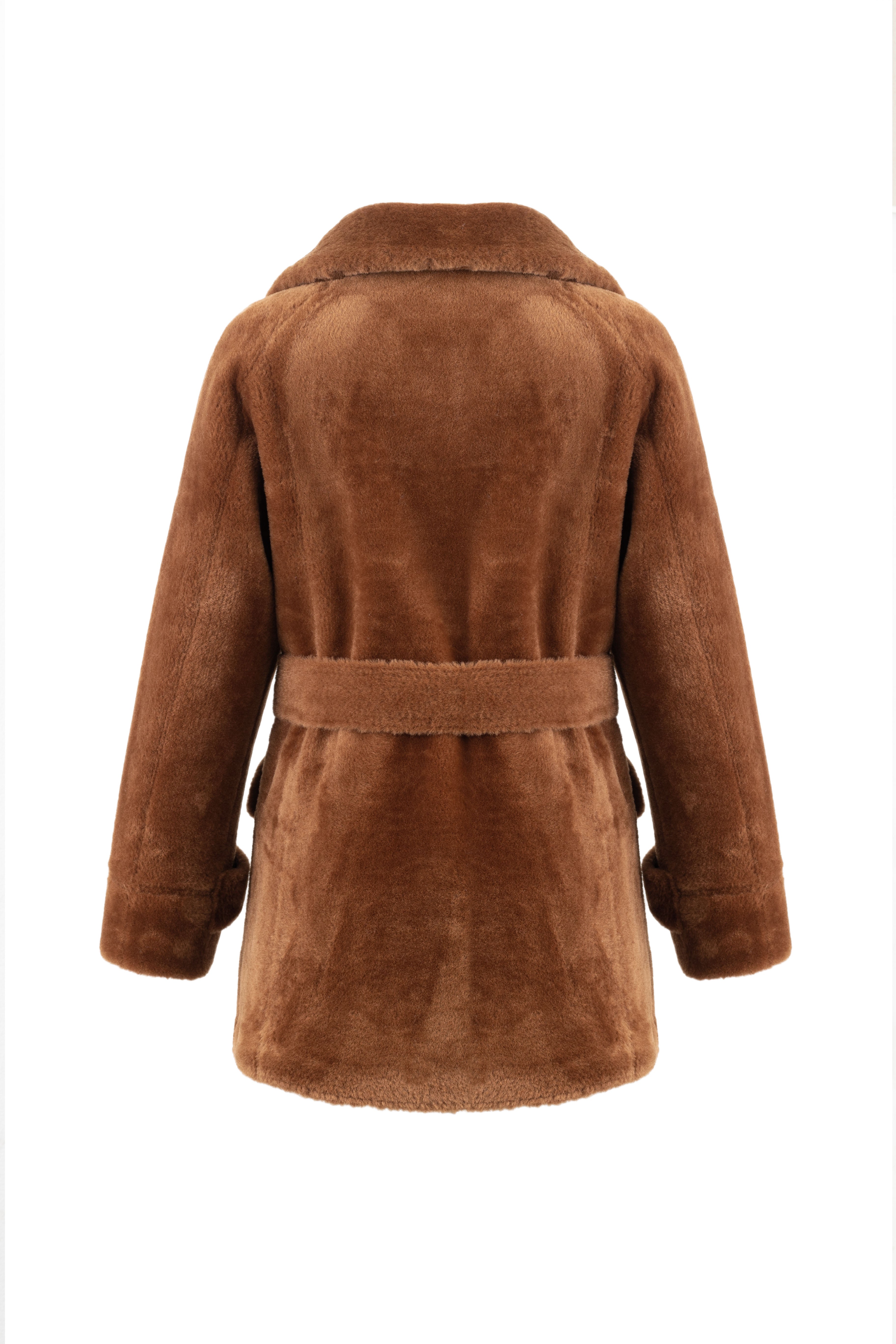 Reversible Belted Coat in Toffee