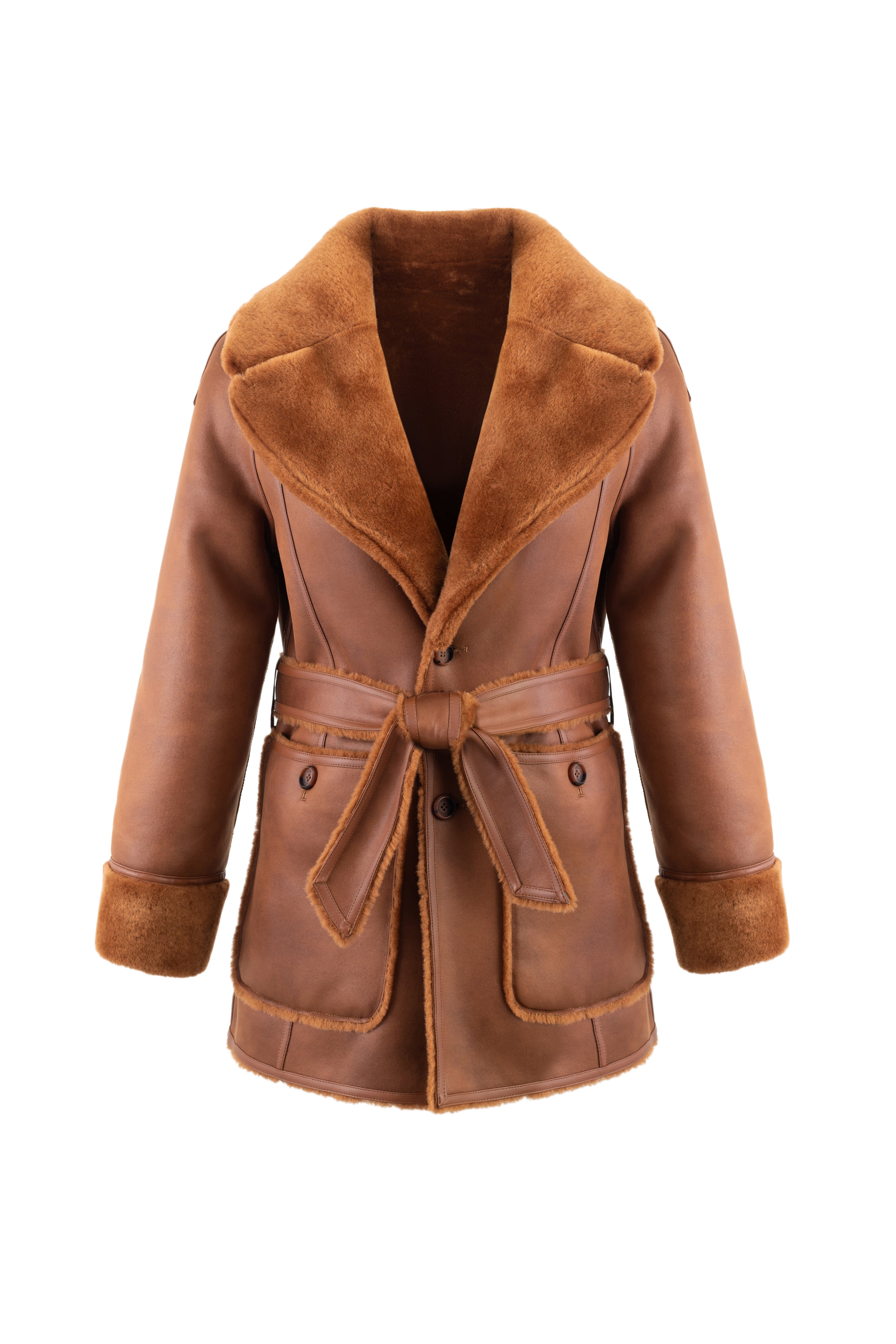 Reversible Belted Coat in Toffee