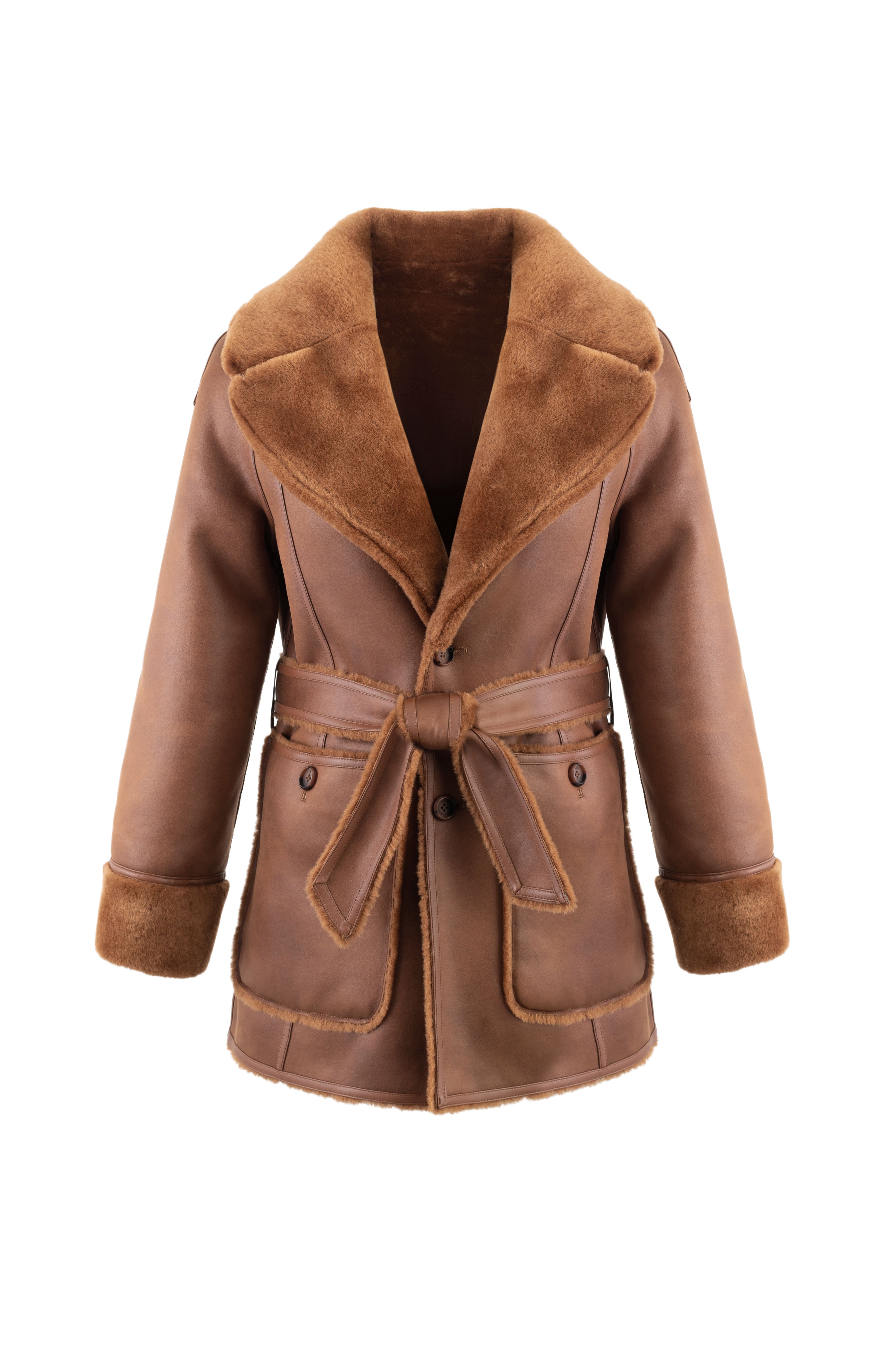 Reversible Belted Coat in Toffee