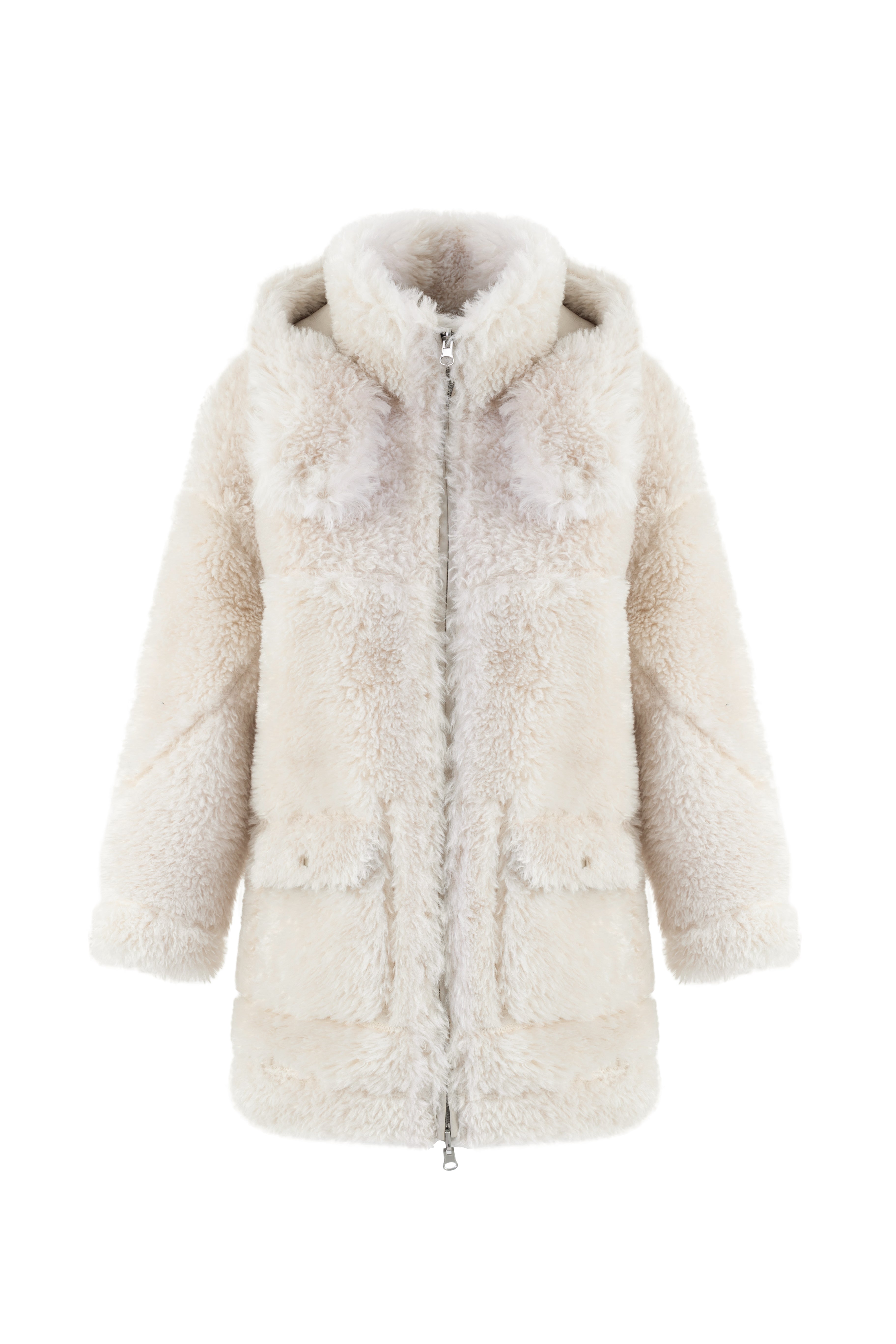 Reversible Coat with Detachable Hood in Chalky
