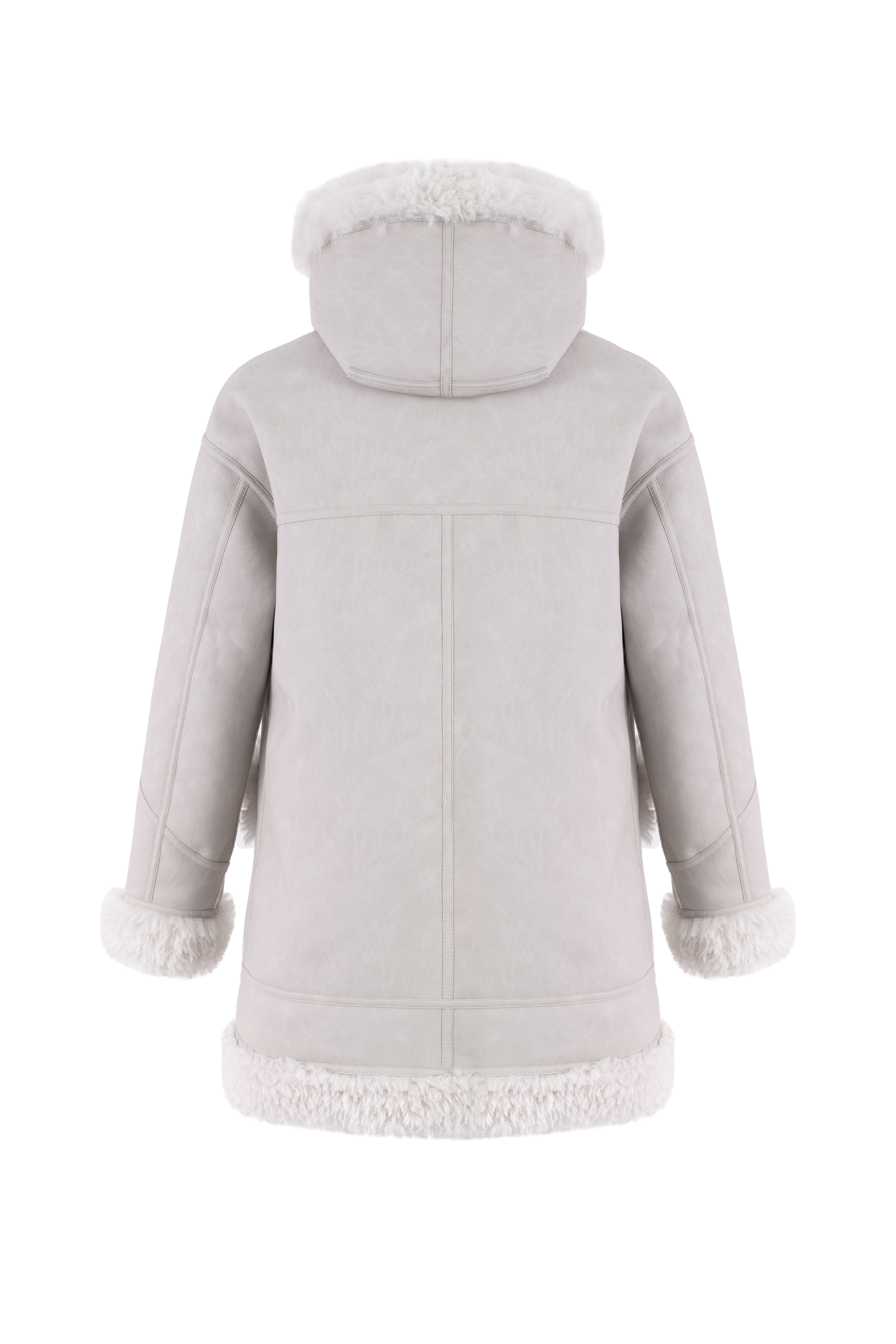 Reversible Coat with Detachable Hood in Chalky