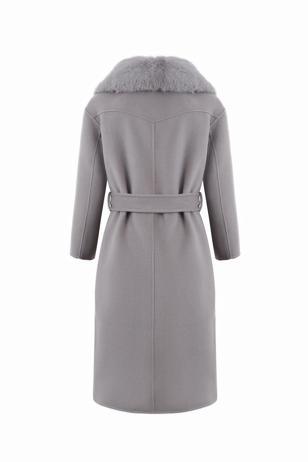 Midi Wool Coat with Detachable Collar in Koala