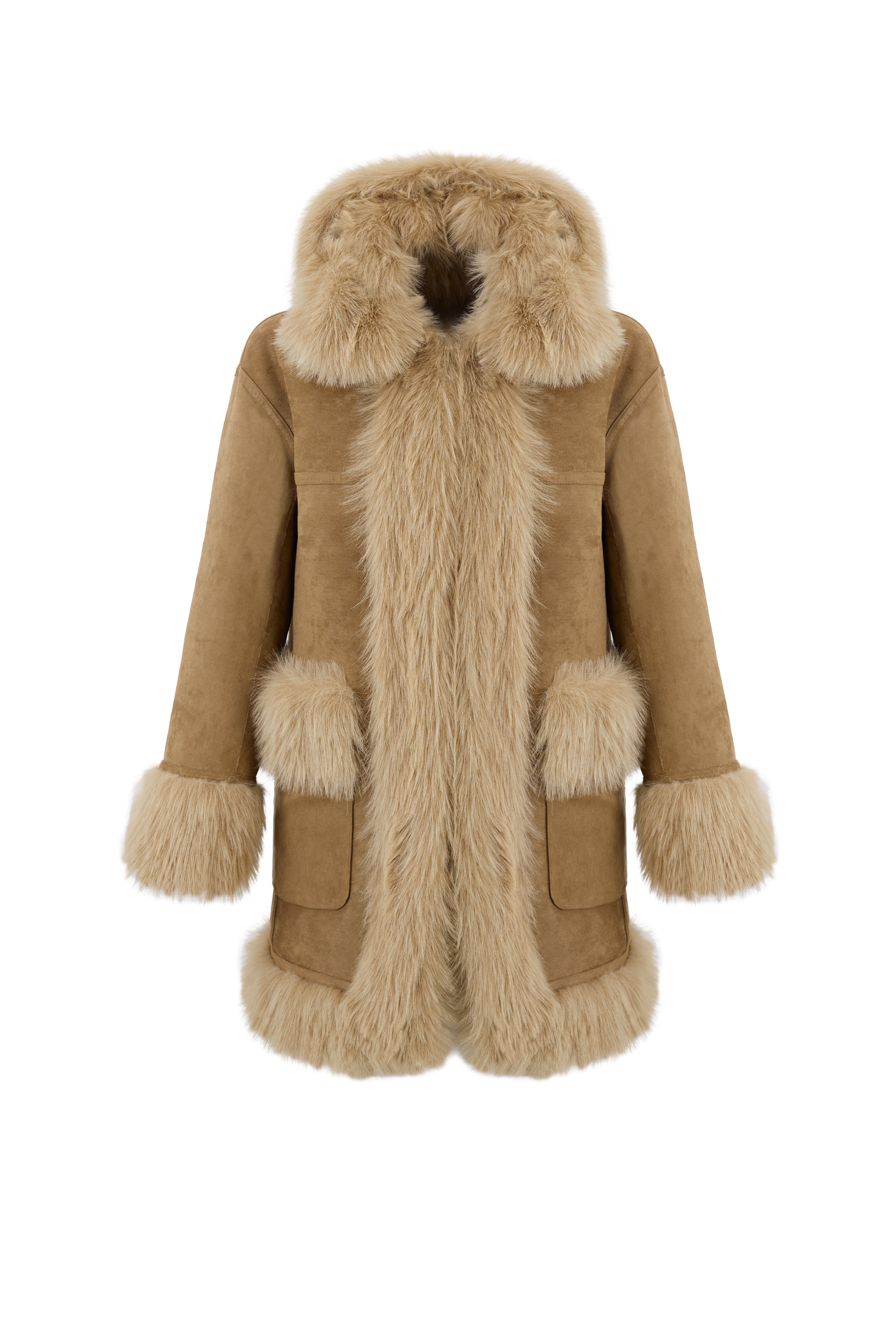 Reversible Duo Coat with Detachable Hood in Caramel