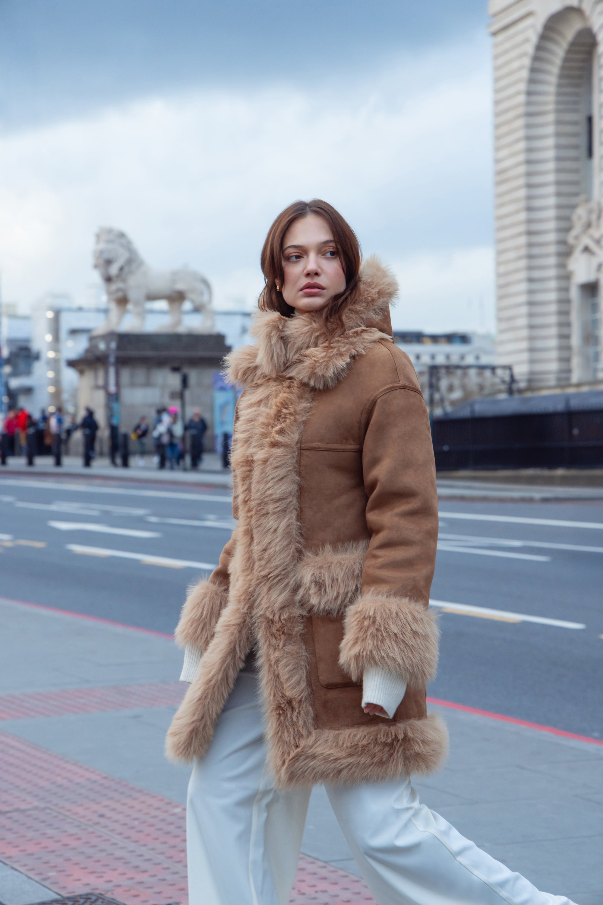 Reversible Duo Coat with Detachable Hood in Caramel