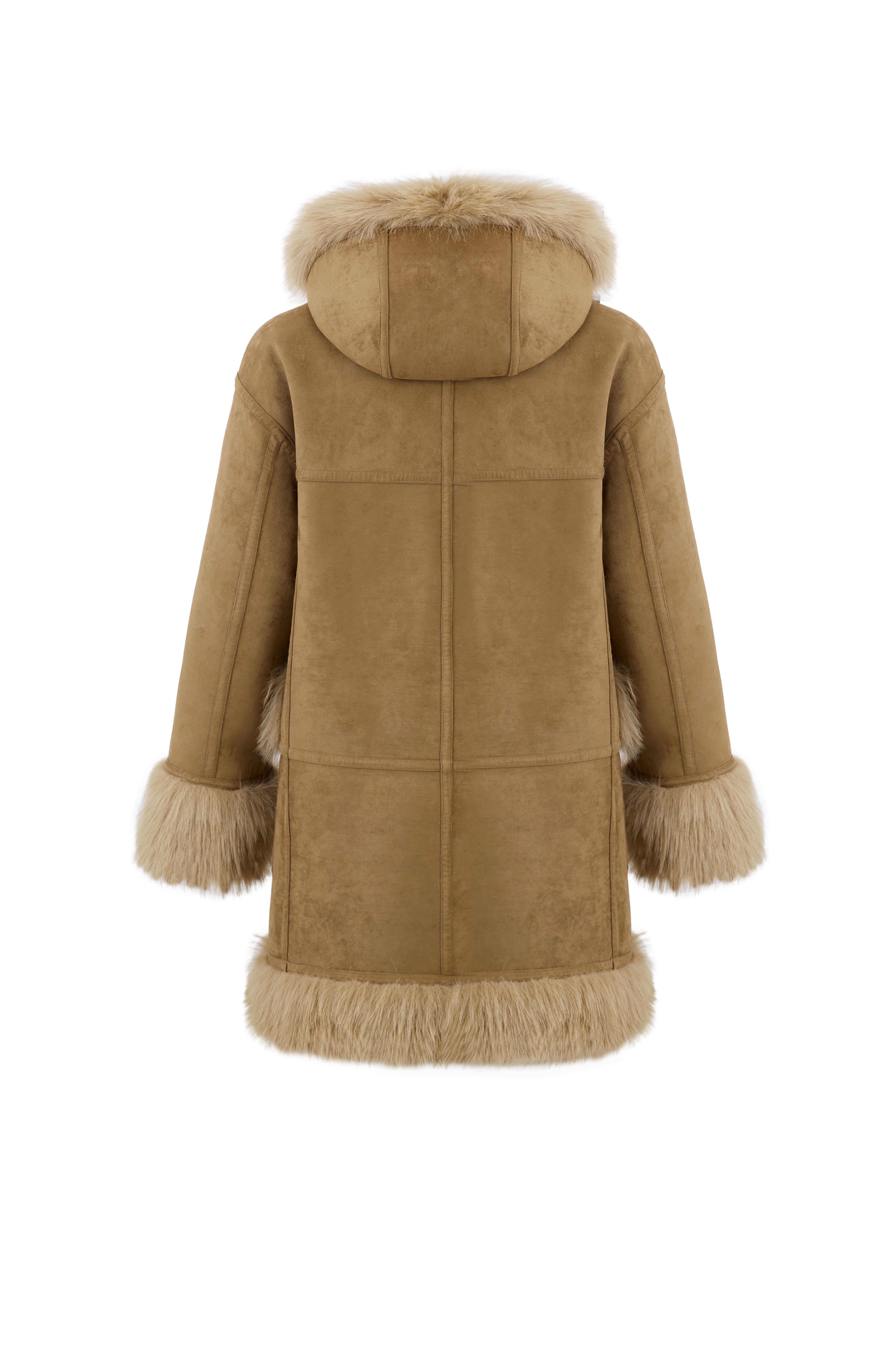 Reversible Duo Coat with Detachable Hood in Caramel