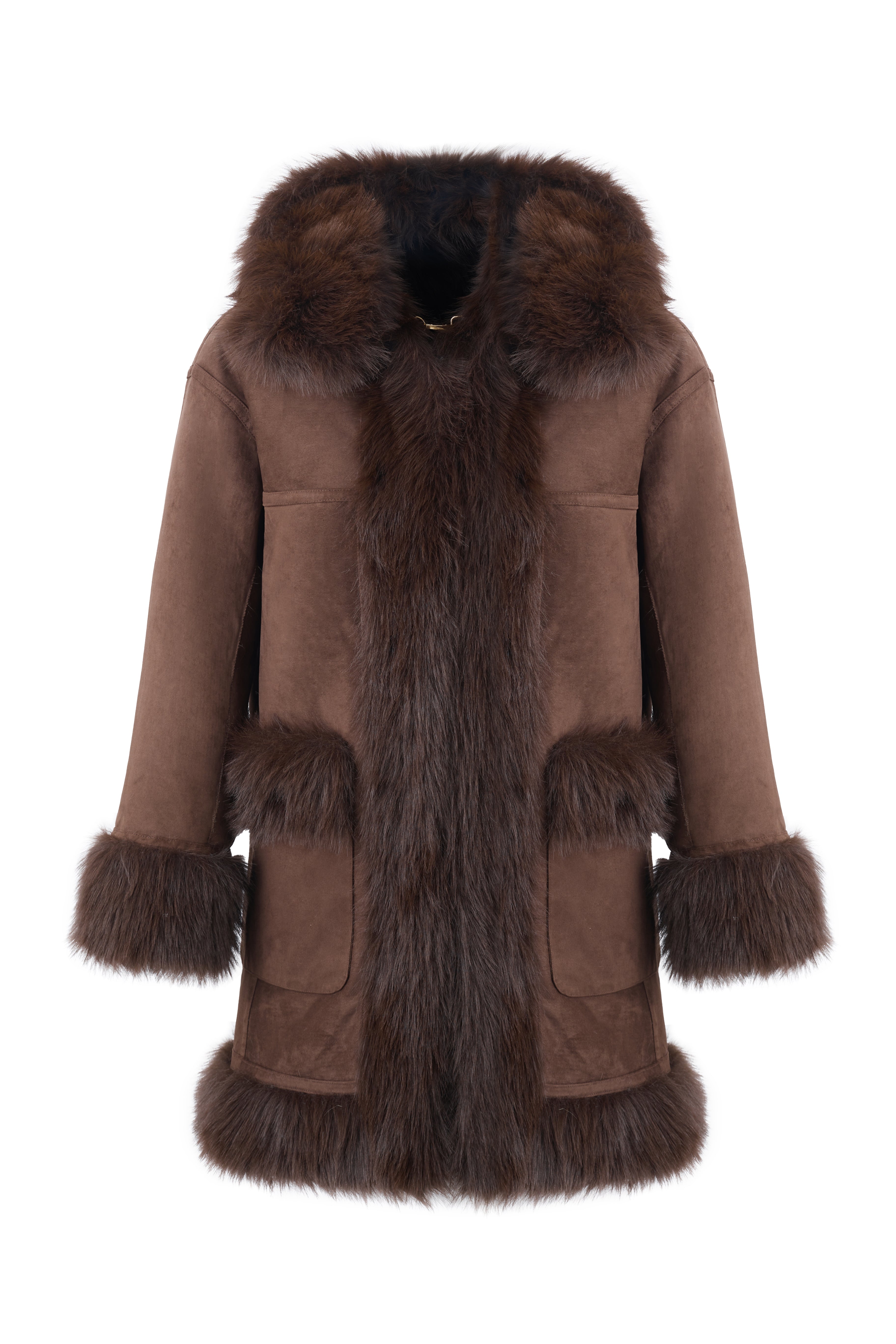 Reversible Duo Coat with Detachable Hood in Choc